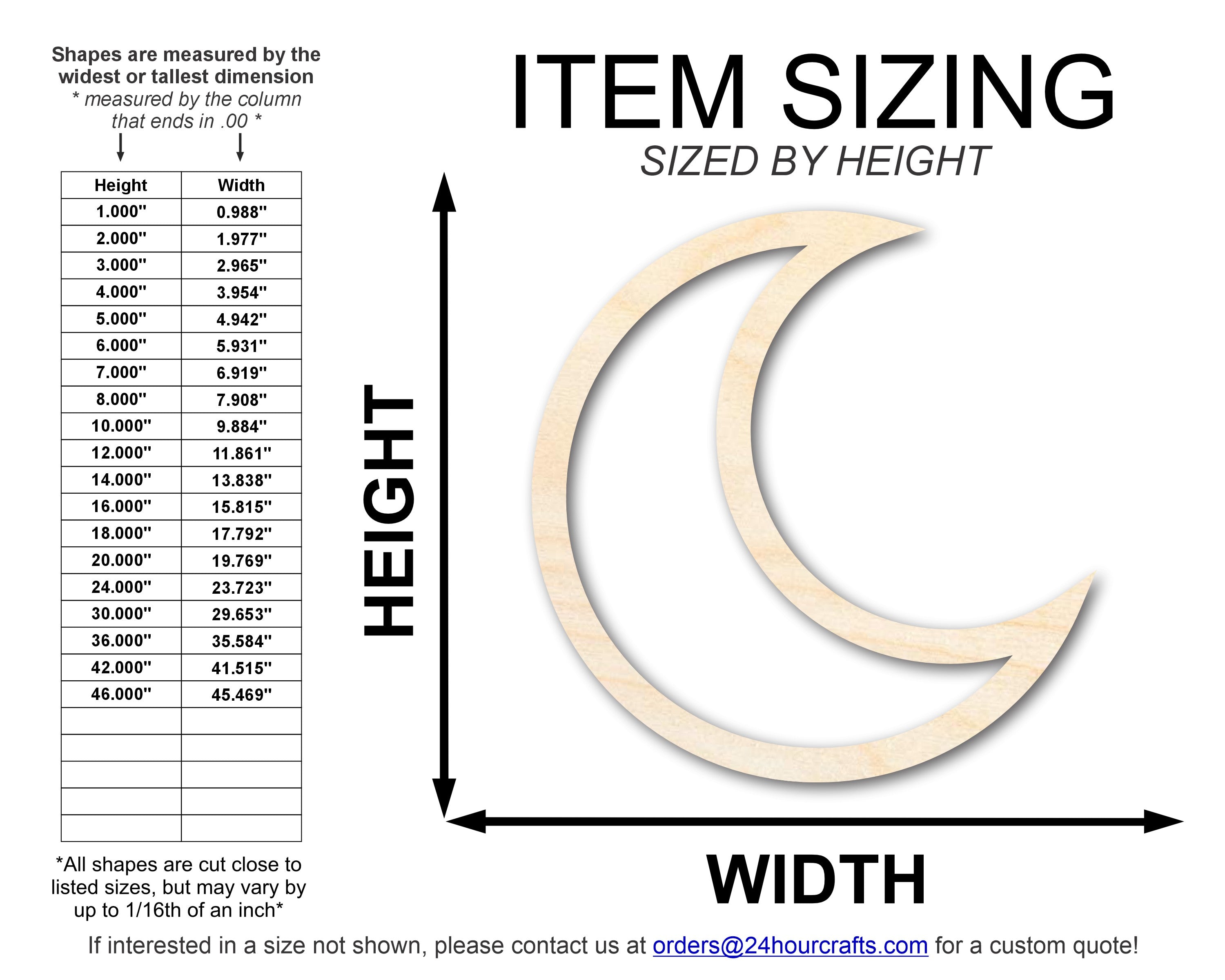 DIY Unfinished Baltic Birch Wood Moon Outline Cutout up to 46 Inches