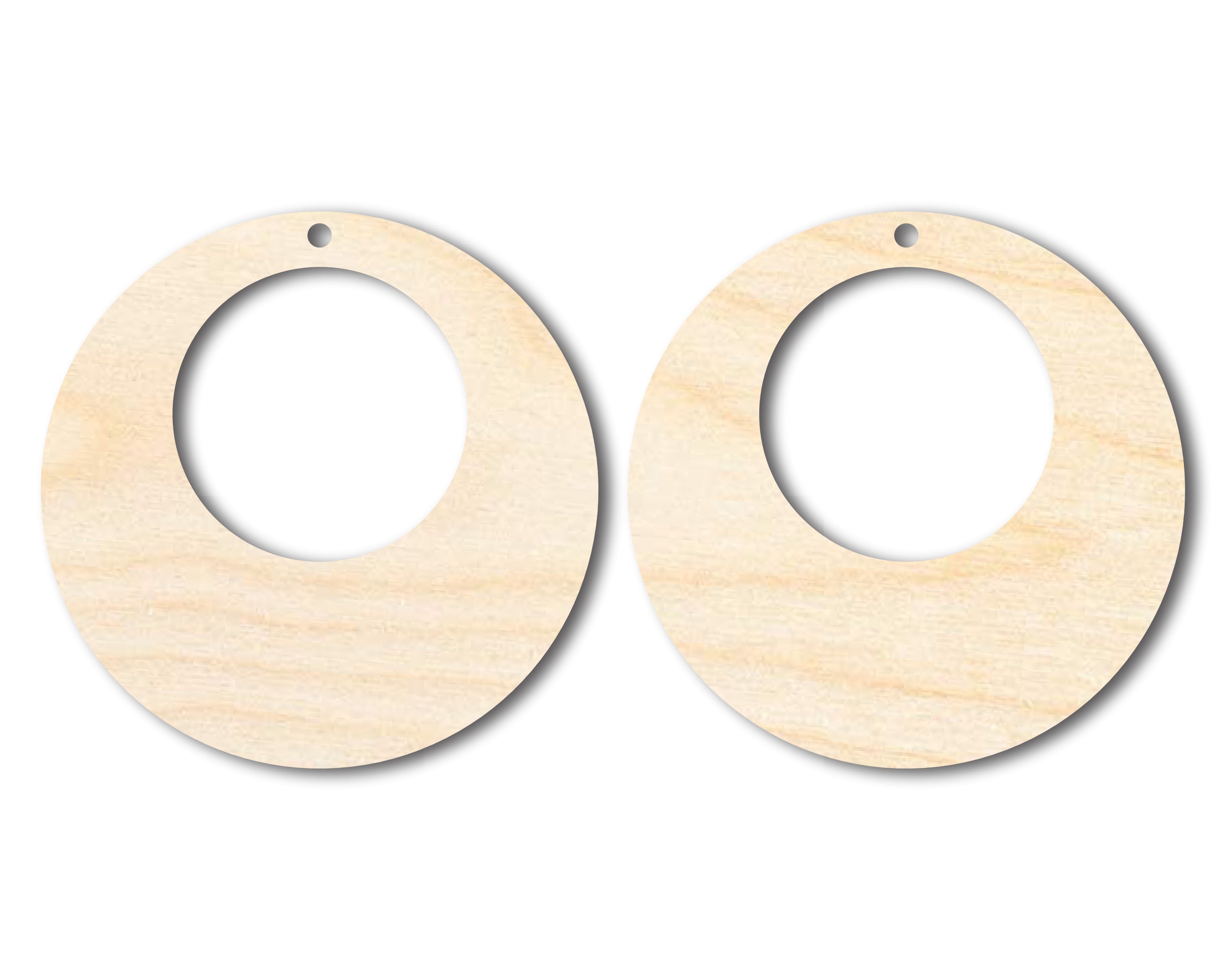 Unfinished Wood Hollow Circle Earring Blank Pair - DIY Jewelry Craft - Available in 1 to 3