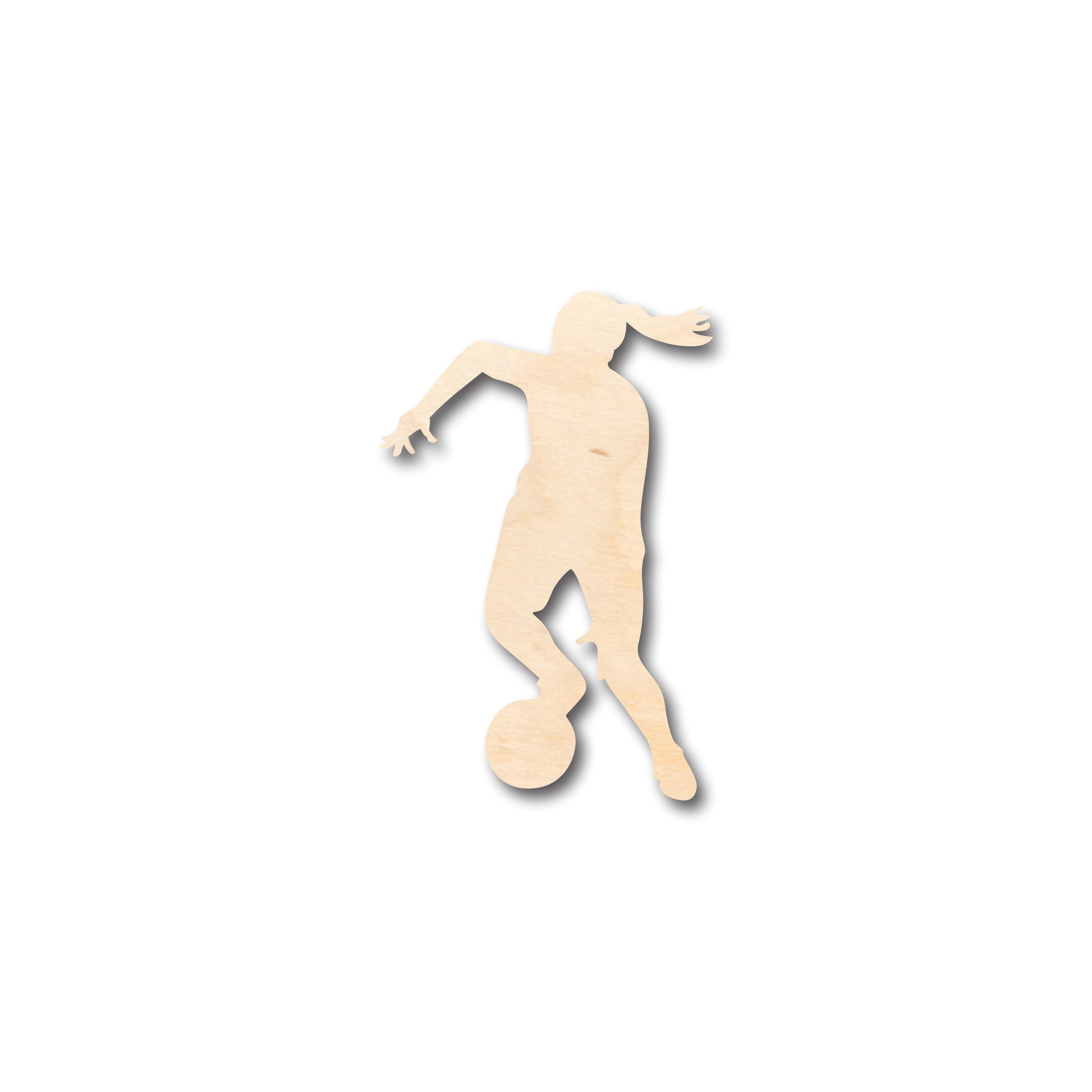 DIY Unfinished Wood Girl Soccer Shape Craft Pieces up to 46