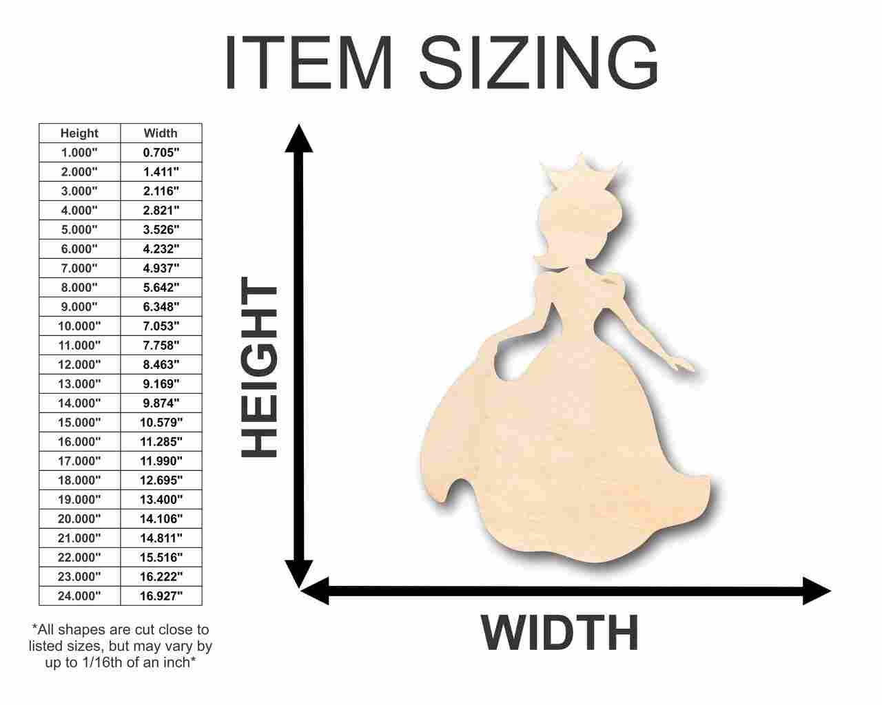 Unfinished DIY Royalty Wood Crafts in Princess Shape, Suitable for Up to 46 DIY Projects