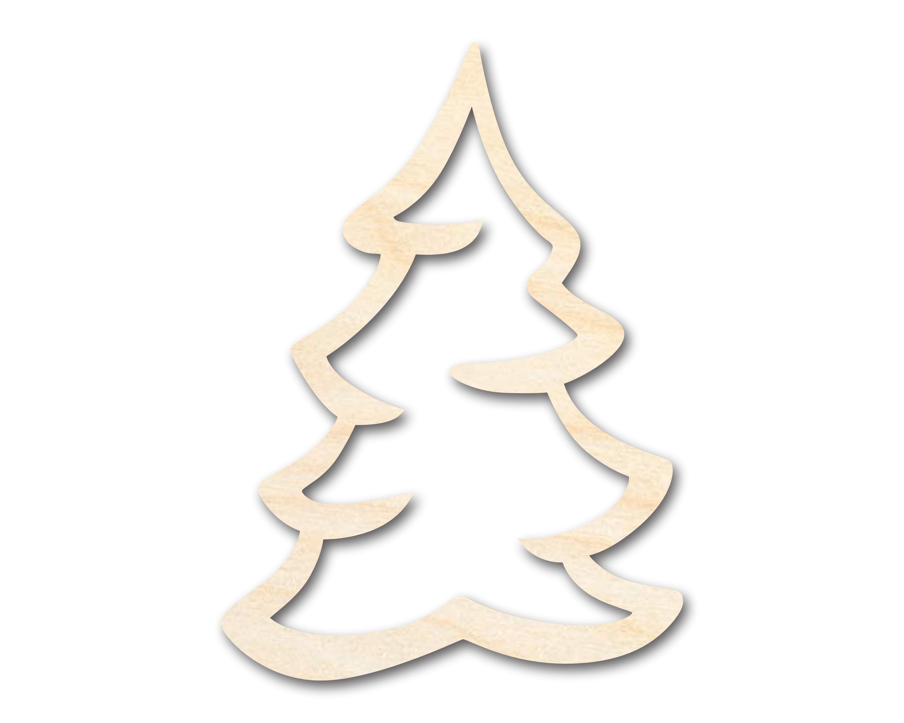 Unfinished Baltic Birch Wood Snowy Tree Shape DIY Craft Cutout with Up to 46 Inches Customization Options