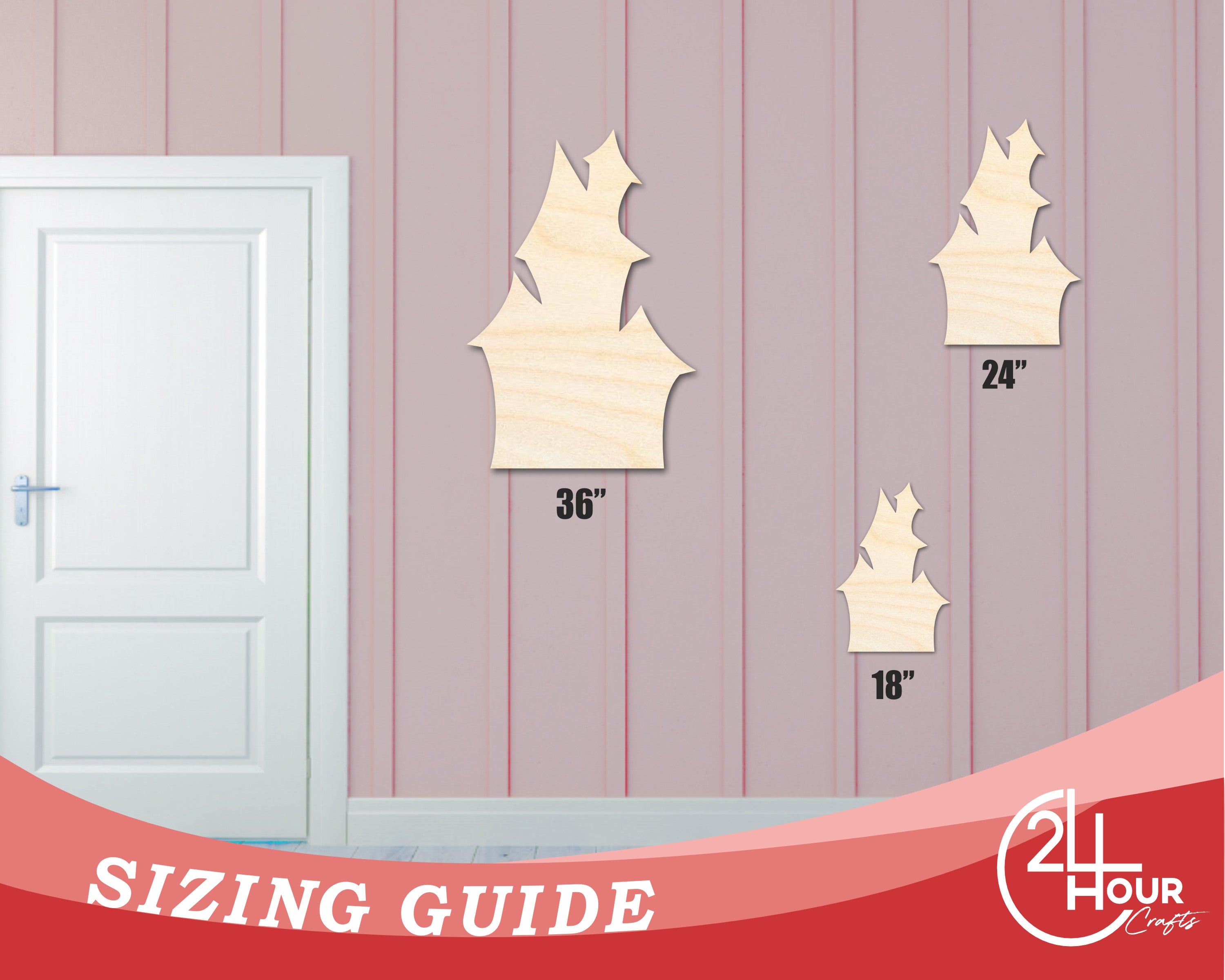 Larger & Superior Unfinished Wood DIY Haunted House Shape Cutout