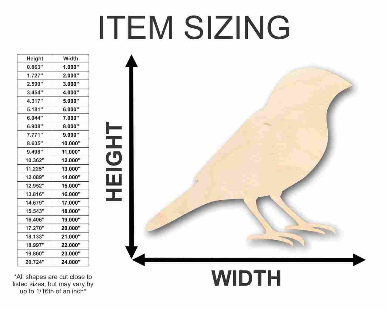 Unfinished Wood DIY Craft in Finch Shape - Ideal for Animal, Bird, and Wildlife Crafts, Up to 46 Pieces Available