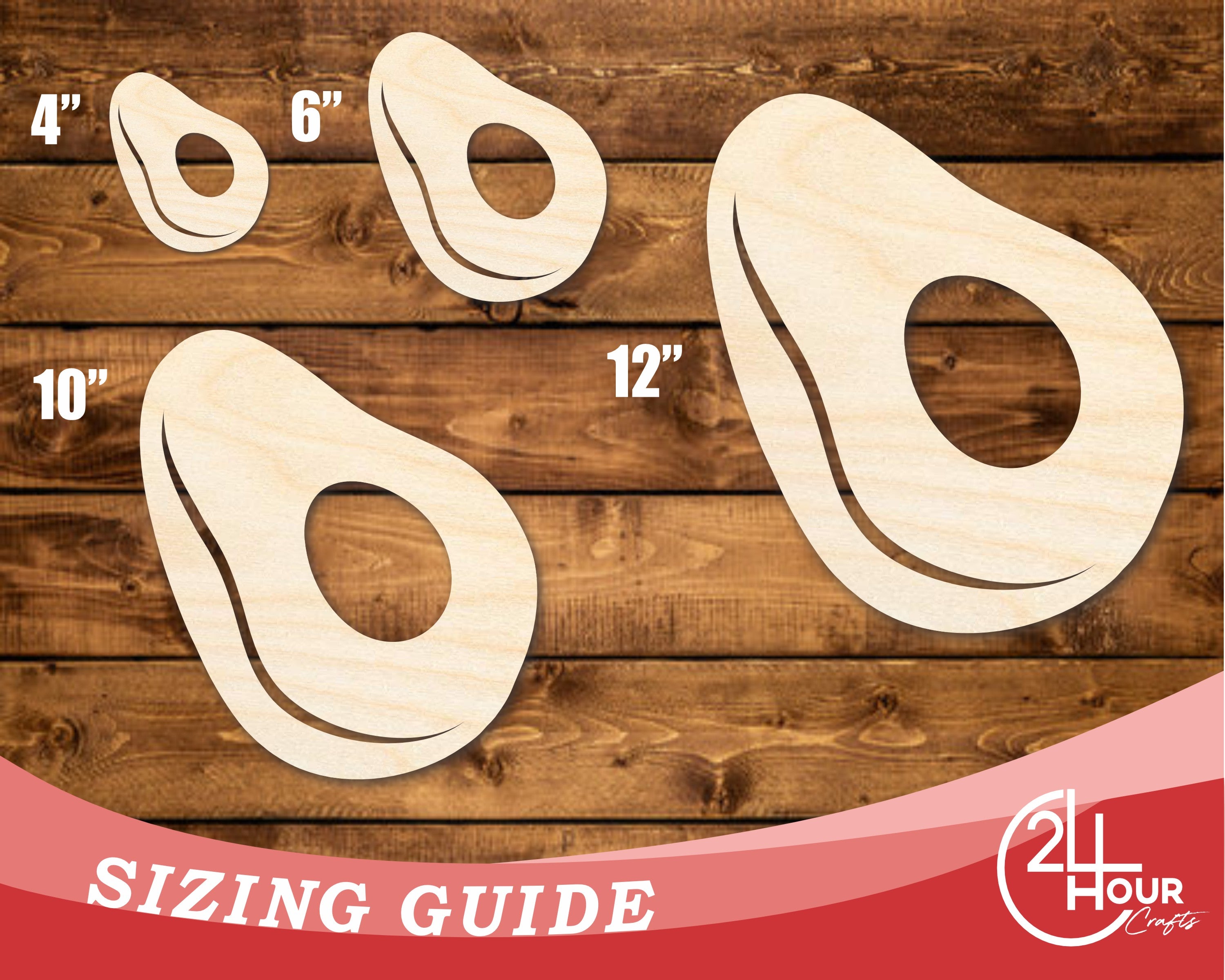 Unfinished Baltic Birch Avocado Shape DIY Craft Cutouts up to 46 Inches