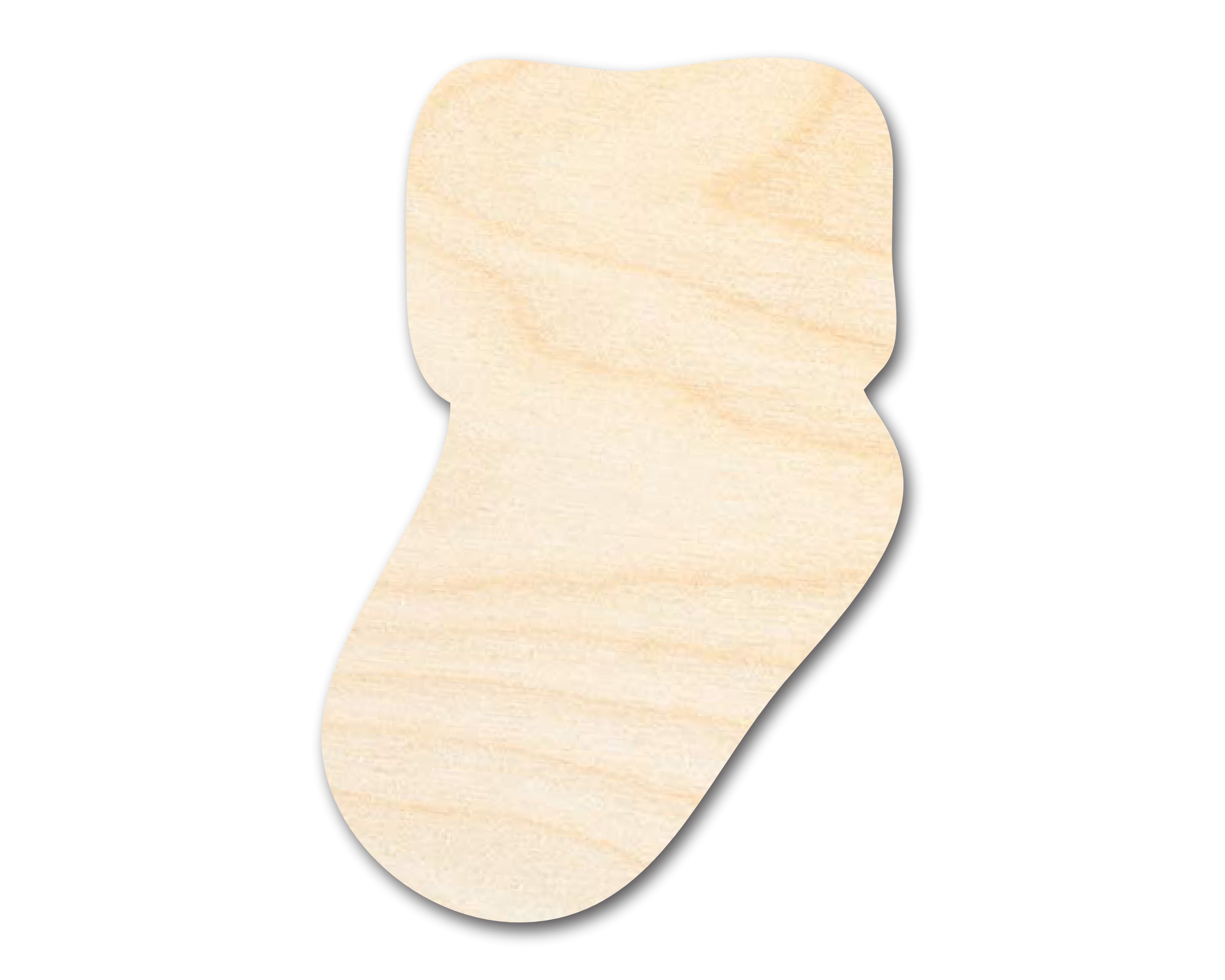 Unfinished Baltic Birch Wood Baby Sock Shaped DIY Craft Cutouts, Up to 46 Inches for Multiple DIY Projects