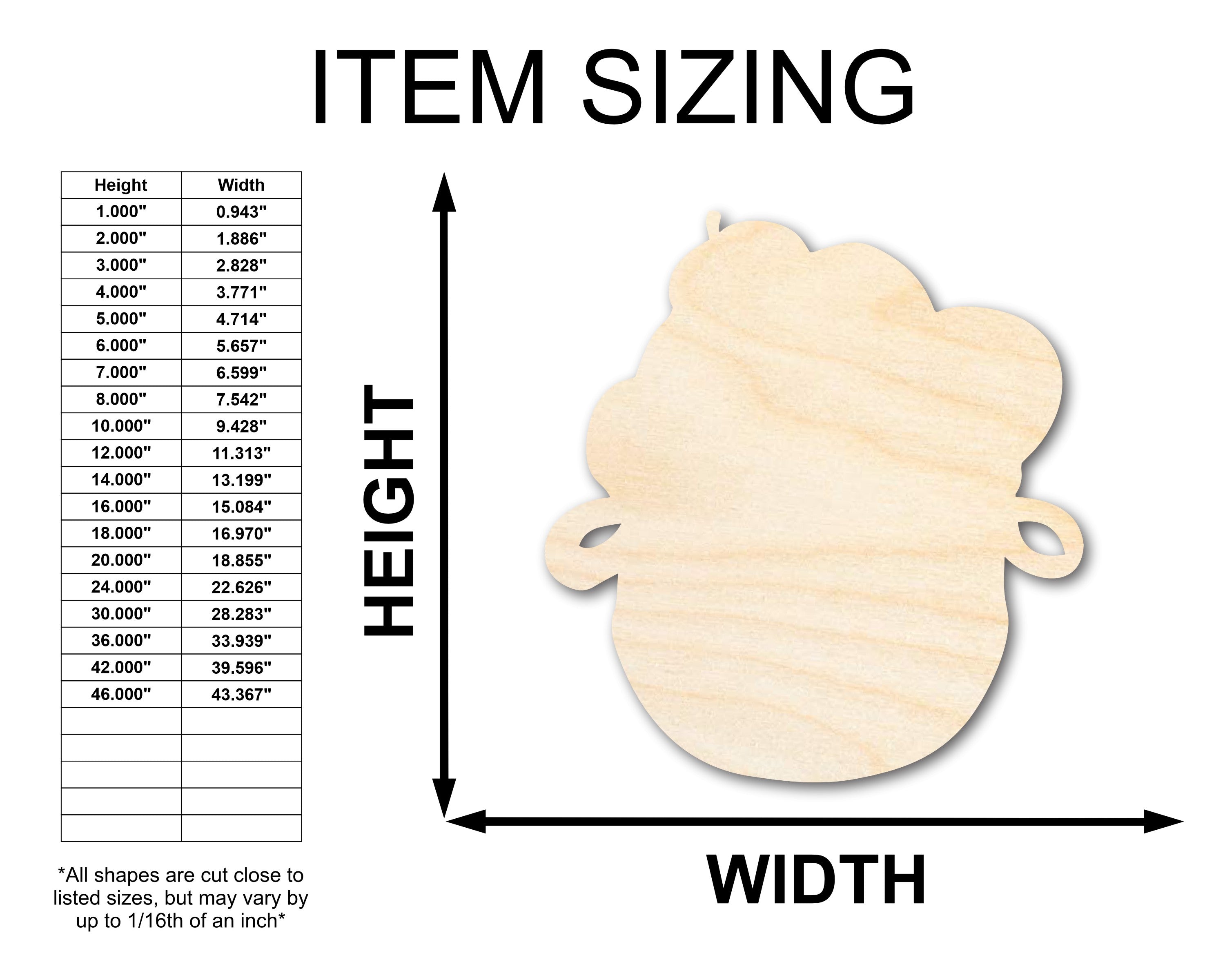 Unfinished Sanded Wood Bushel of Apples Shape Crafts - Up to 36 Inches