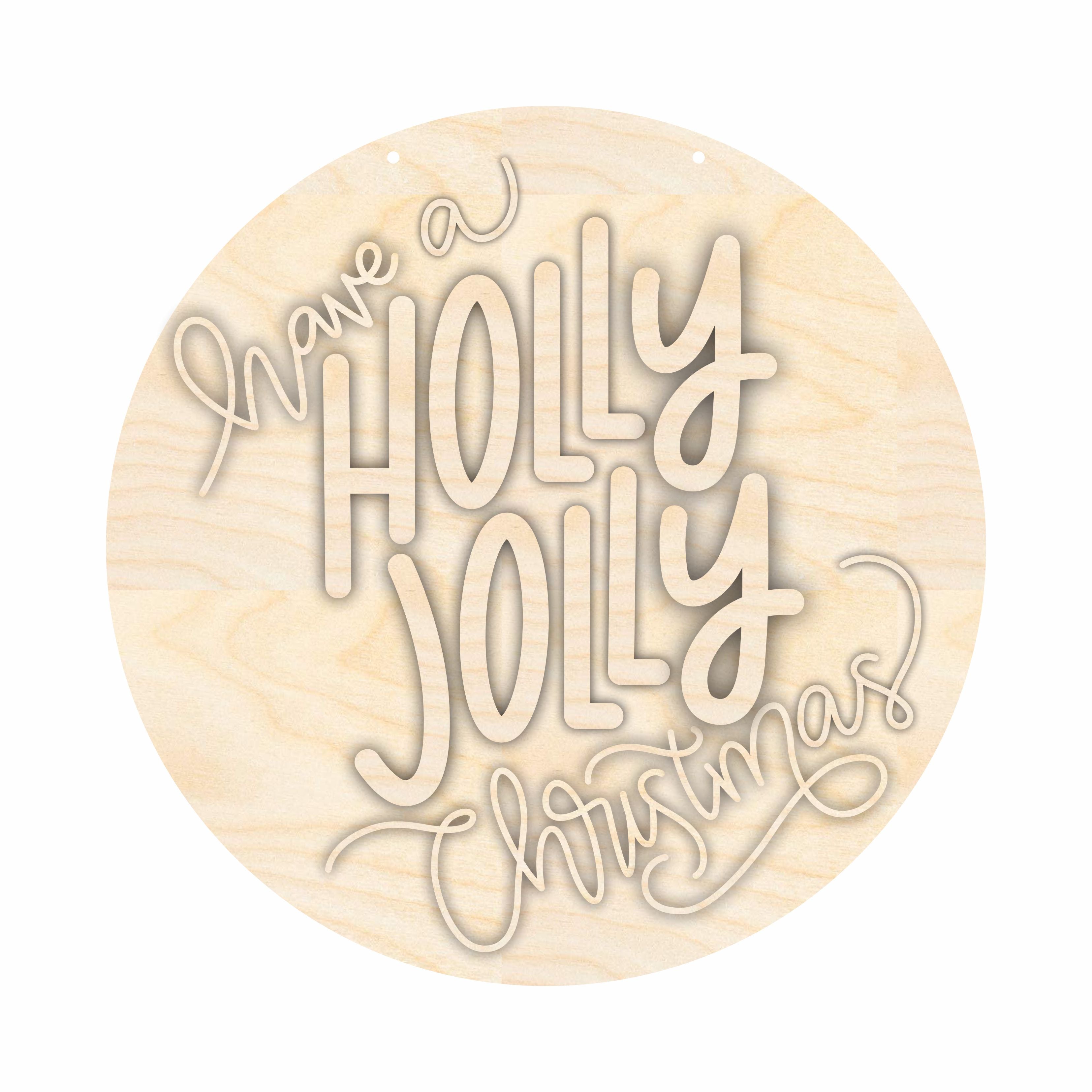 Unfinished Wood Holly Jolly Christmas Door Sign Kit | Wood Craft Cutouts | 1/4 Thick |