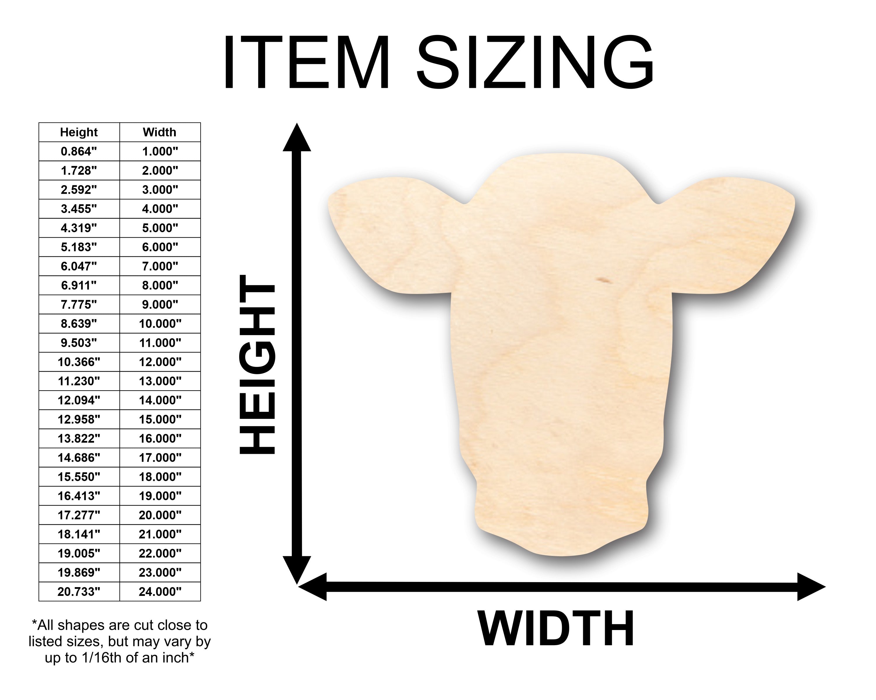 Unfinished Baltic Birch Wood Dairy Cow Shape for Up to 46 DIY Projects