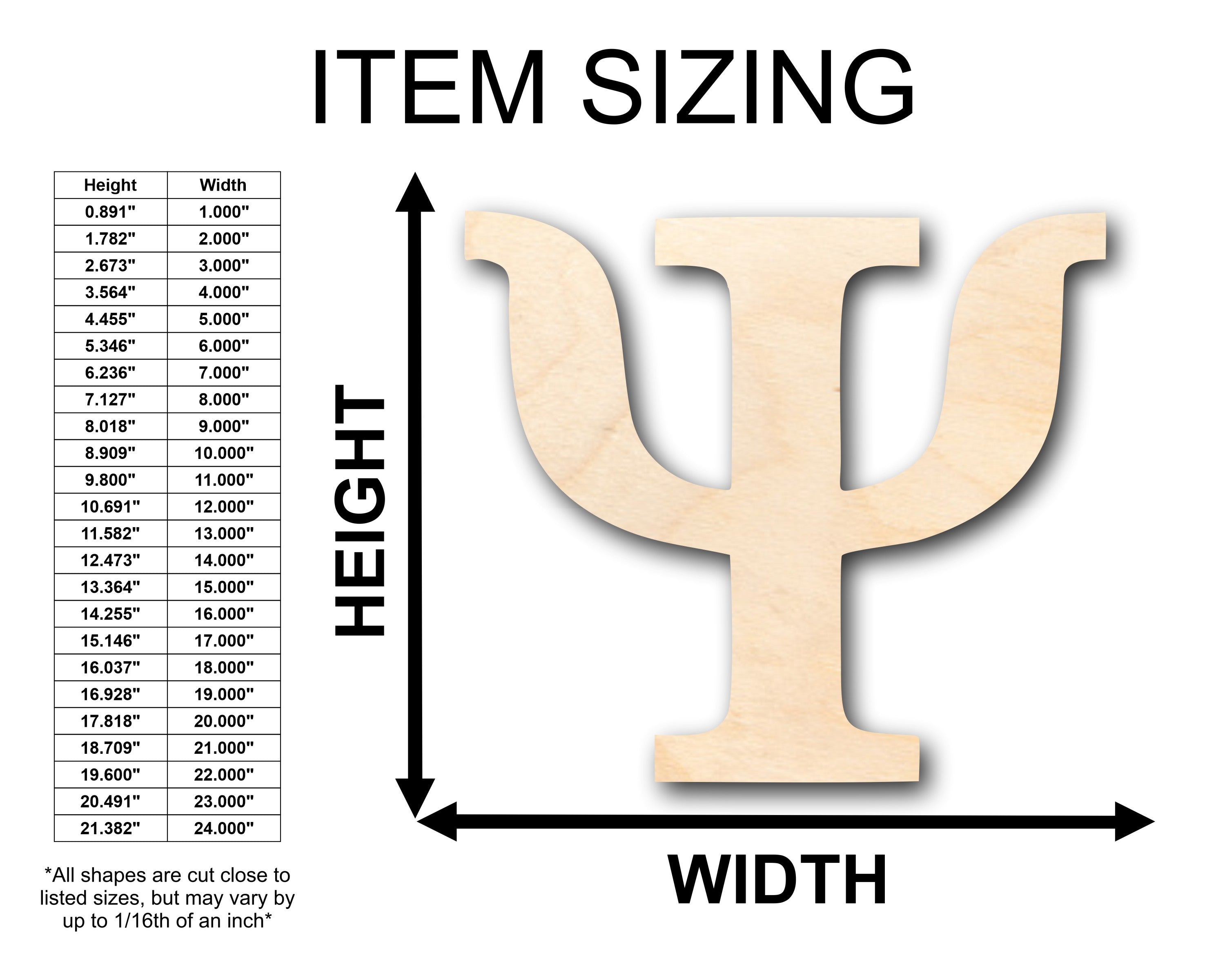 Unfinished Wood Bold Psi Shape Crafting Material - Ideal for up to 46 DIY Projects