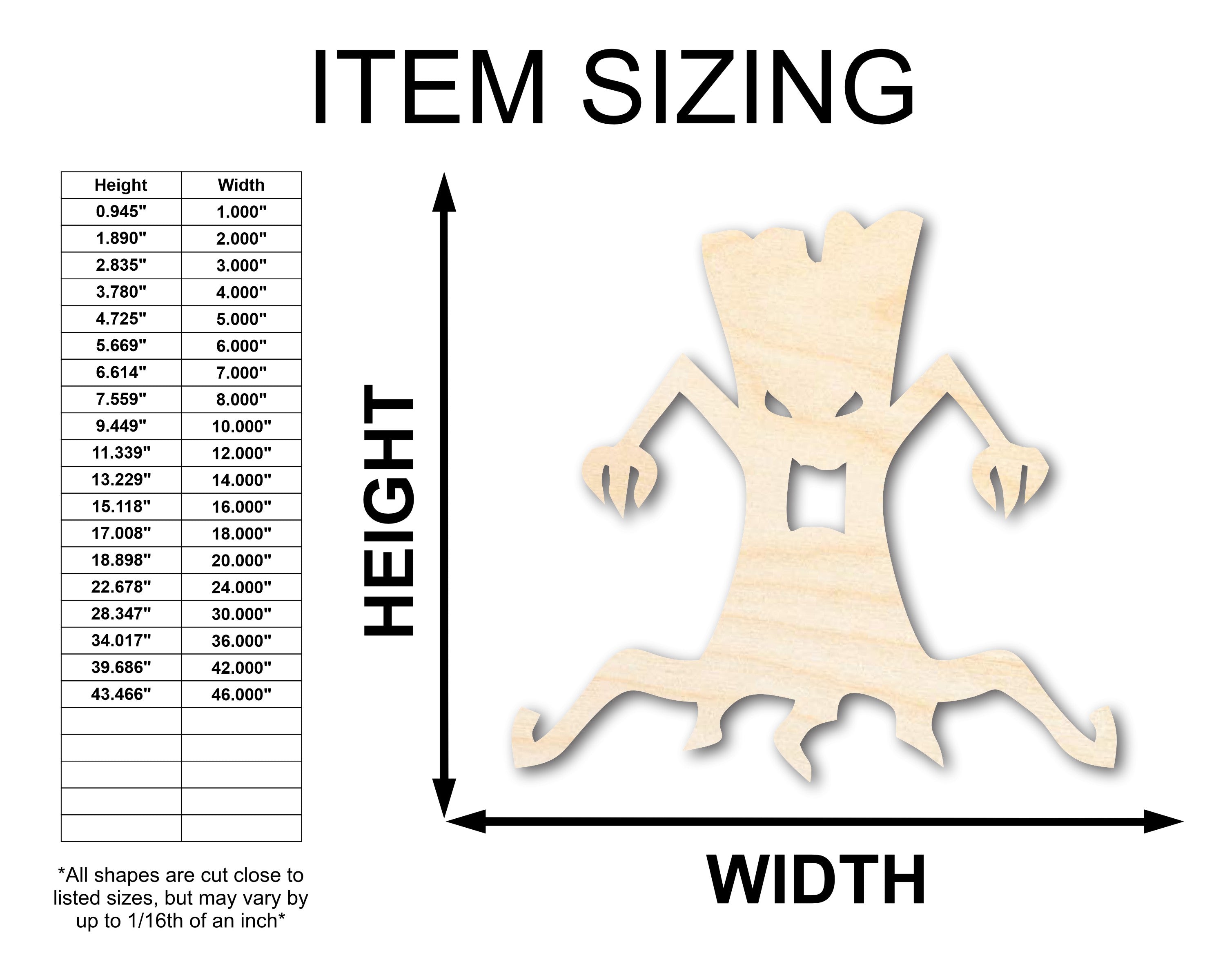 Unfinished Baltic Birch Wood Scary Tree Shape Craft up to 36 Inches