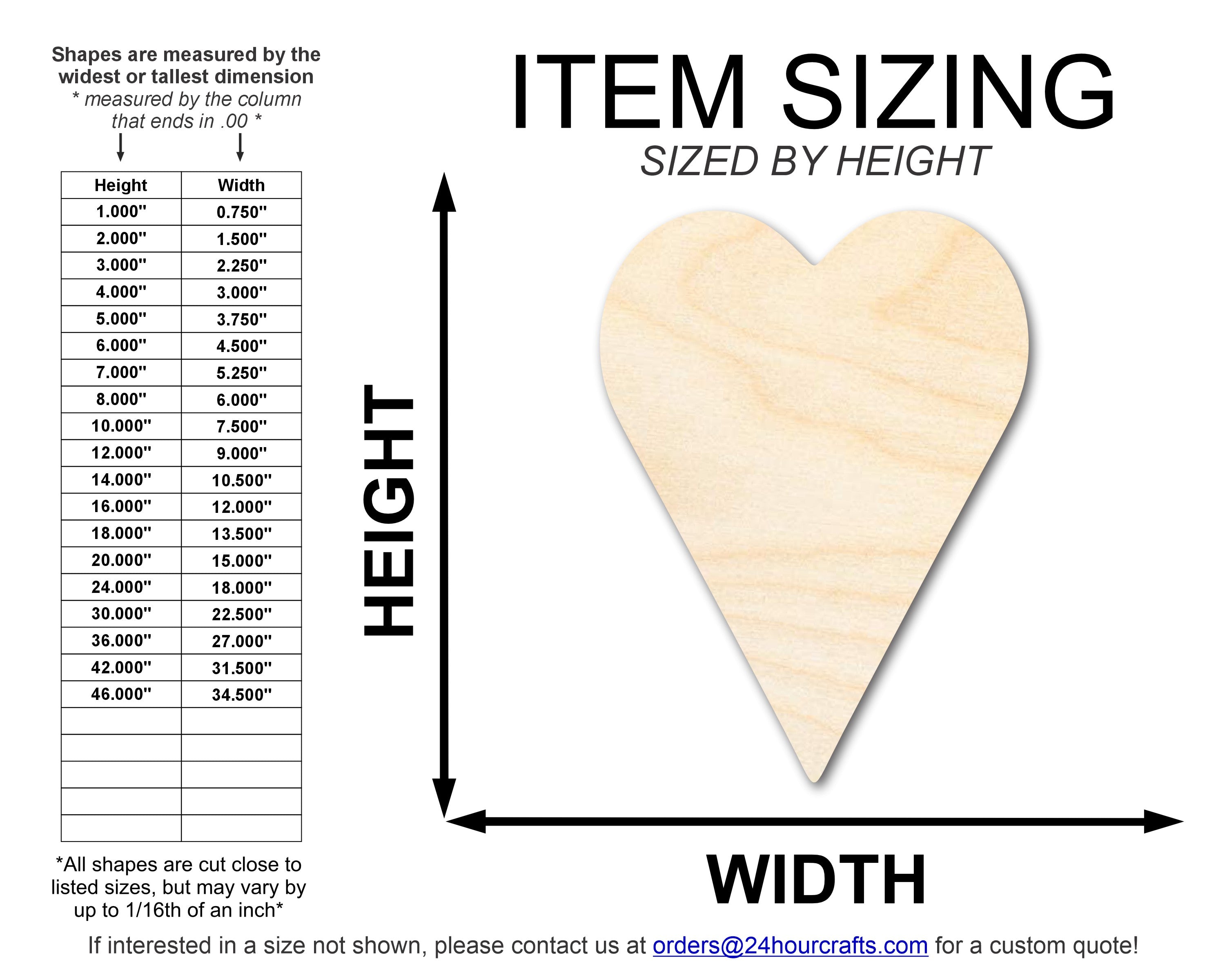 Unfinished Premium Birch Wood Tall Heart Shape for DIY Crafts | Up to 46 Inches | Valentine's Day