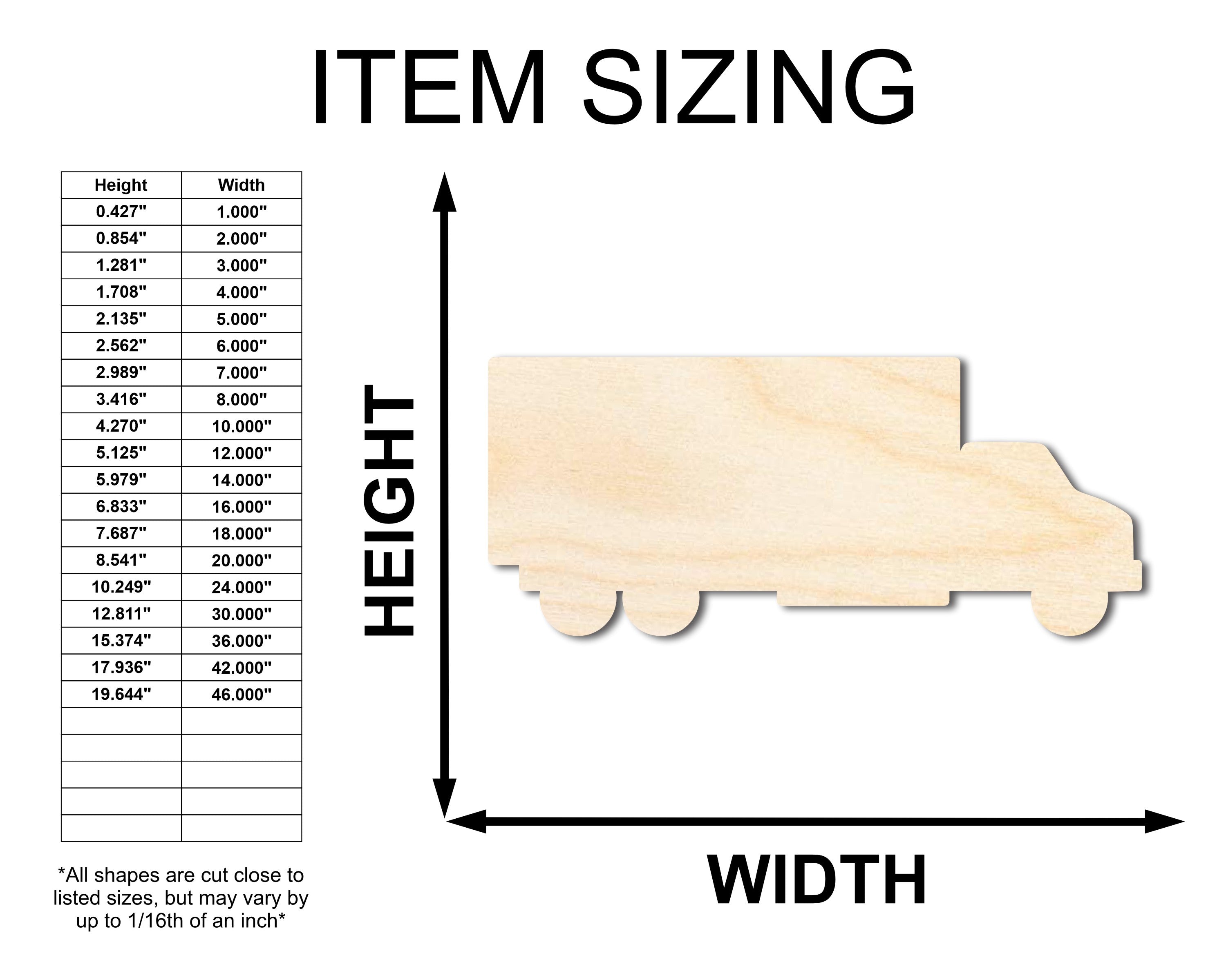 DIY Unfinished Wood Truck Van Shape Craft Pieces up to 36 Inches