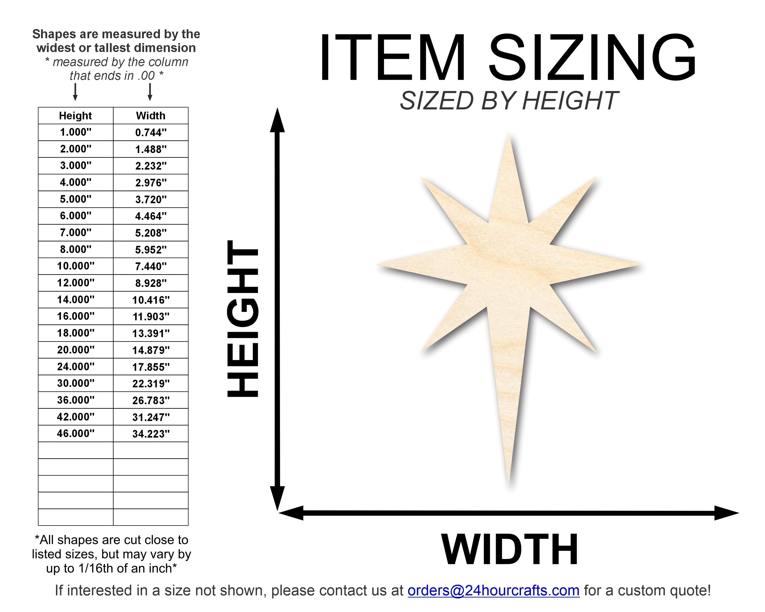 DIY Unfinished Premium Birch Wood Bethlehem Star Cutout up to 36 Inches
