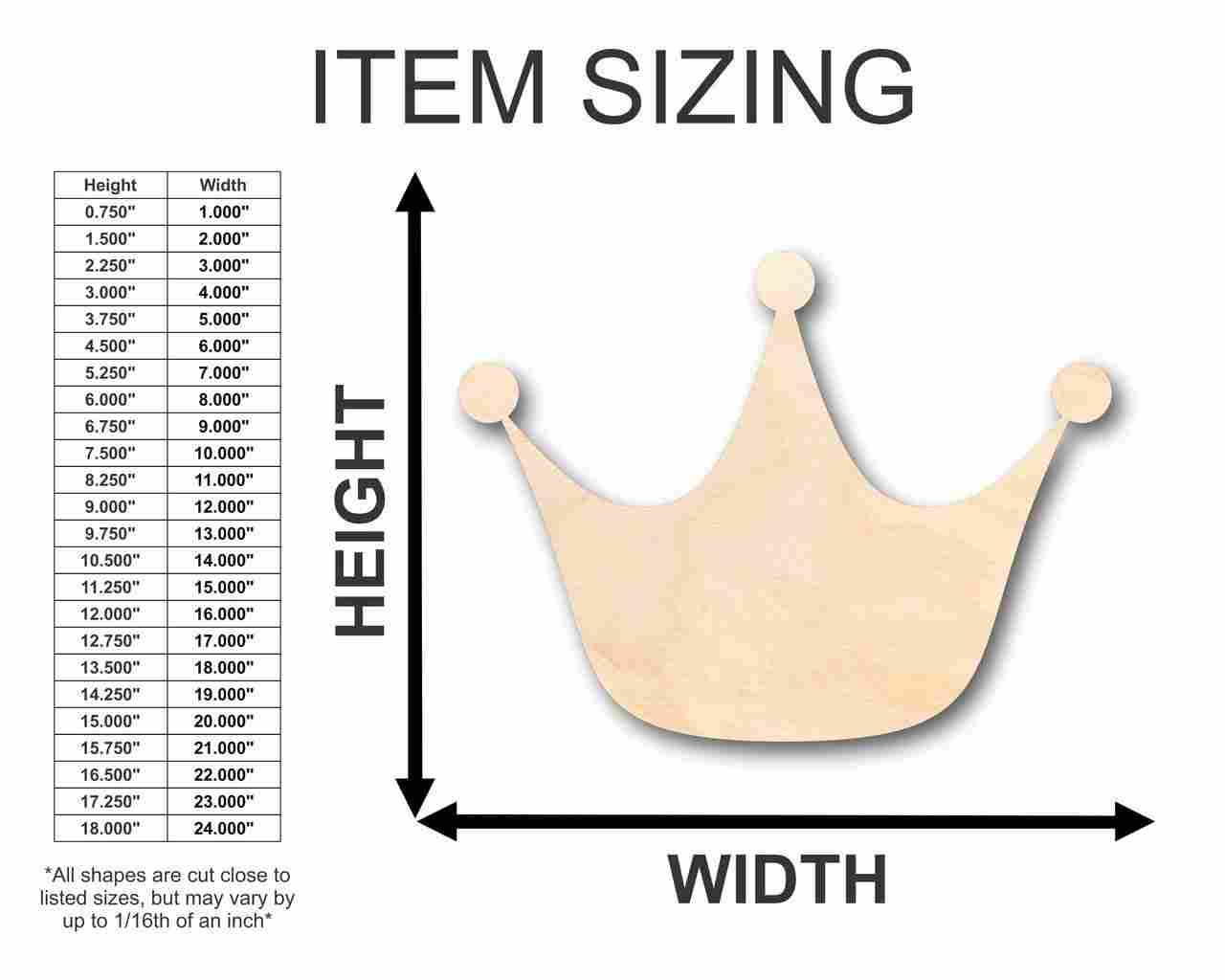 Unfinished DIY Craft - Wooden Princess Crown Shape for Royalty - Up to 46 Pieces for Creative Projects