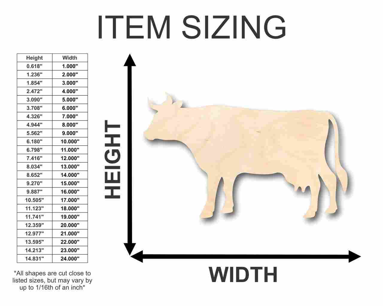 Unfinished Wood Craft Supplies - Cow Shape Farm Animal Design for up to 46 Do - It - Yourself Projects