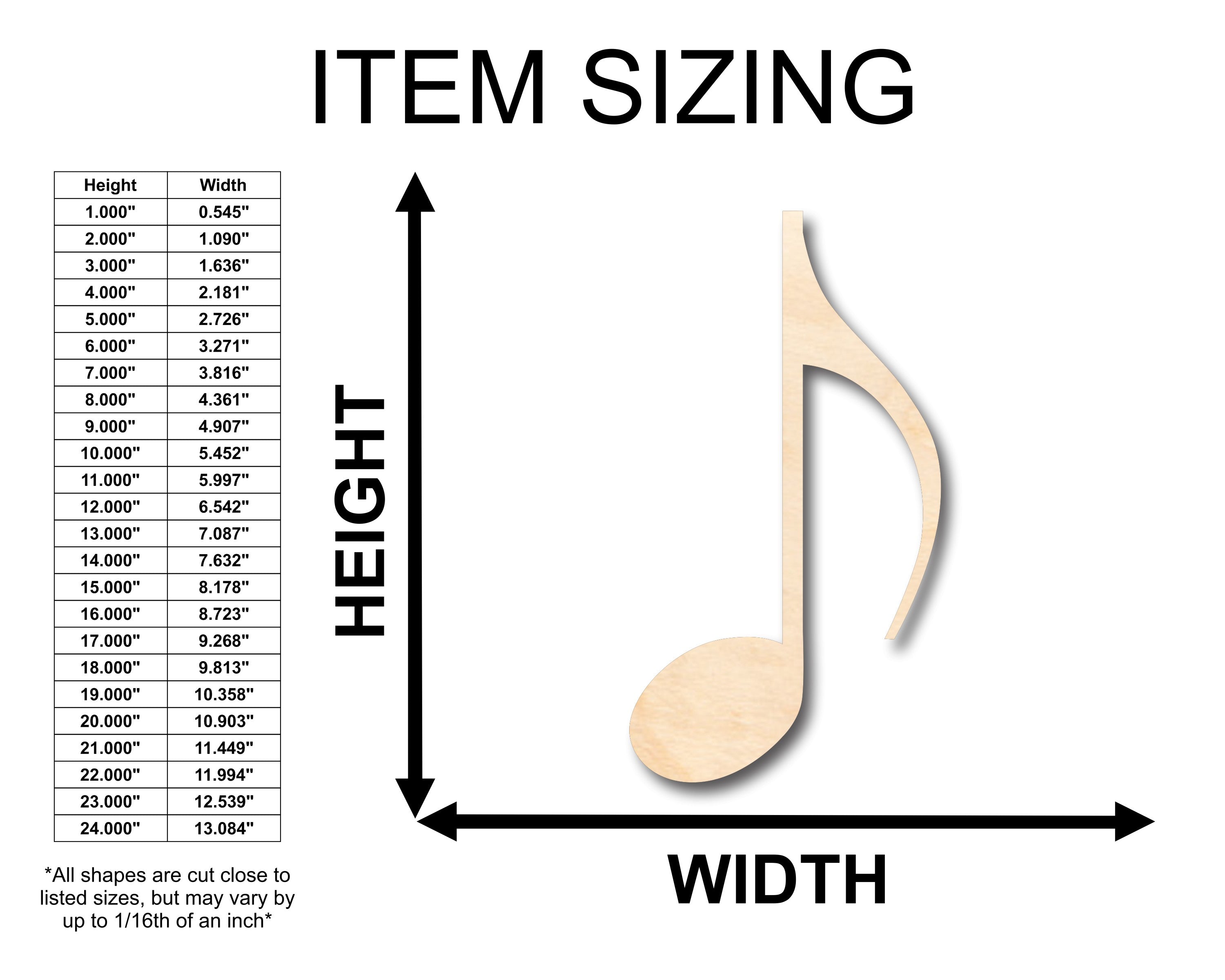 Unfinished Wood Sixteenth Note Shape for Music Art and DIY Crafts - Up to 46 Pieces Available for Creative Projects