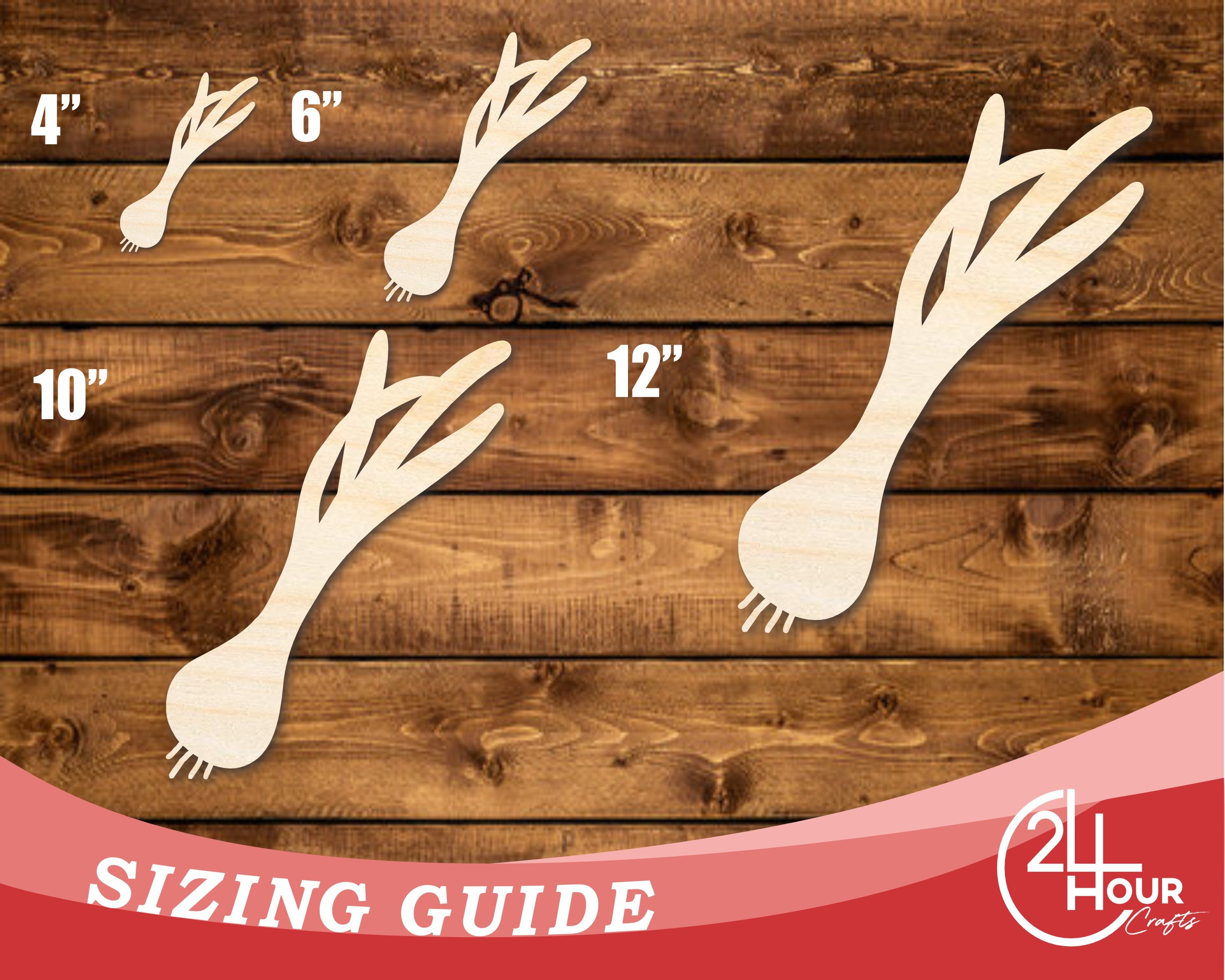 DIY Unfinished Baltic Birch Green Onion Shape Cutouts up to 46 Inches