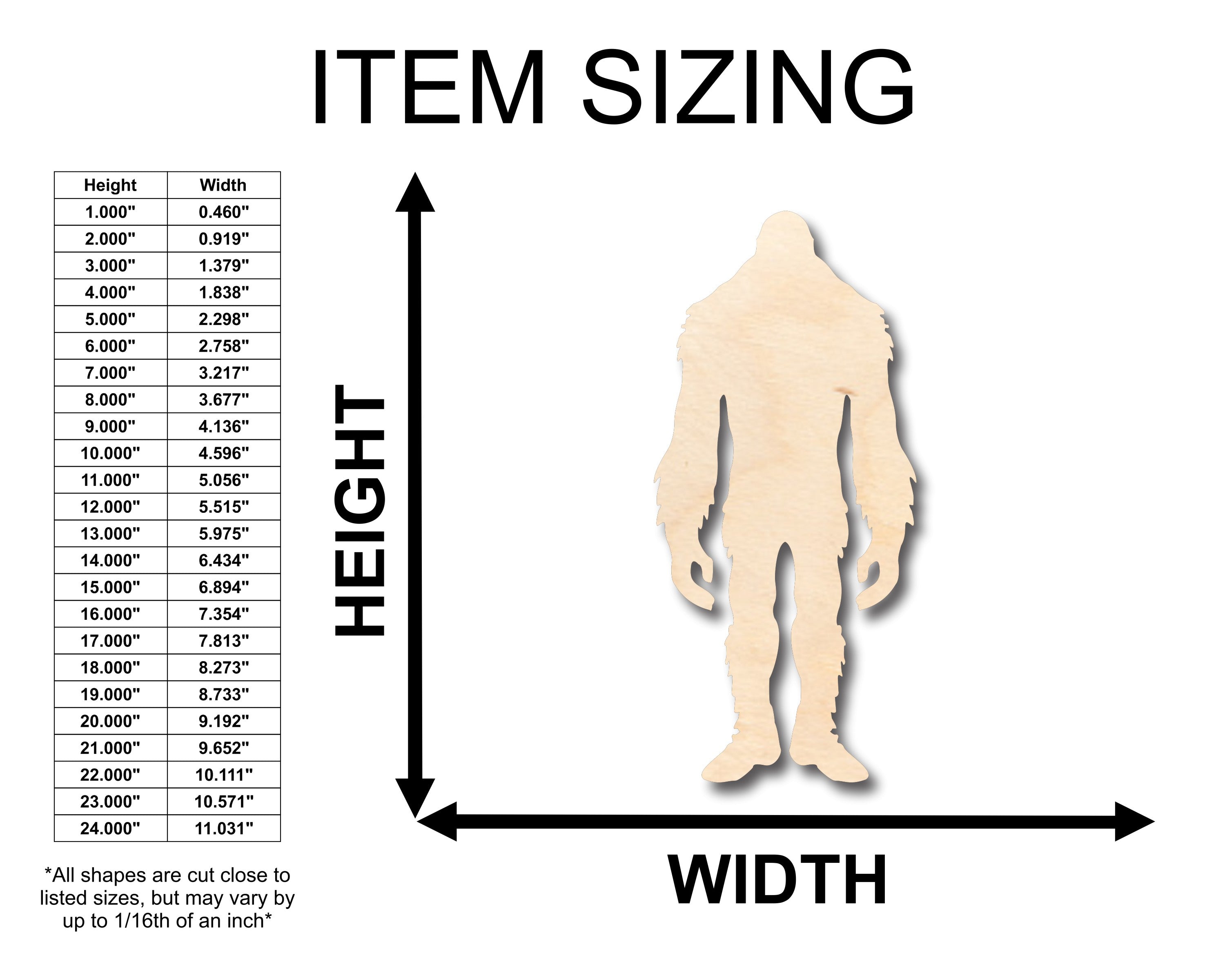 DIY Unfinished Wood Sasquatch Bigfoot Shape - Up to 46 Inches for Crafts