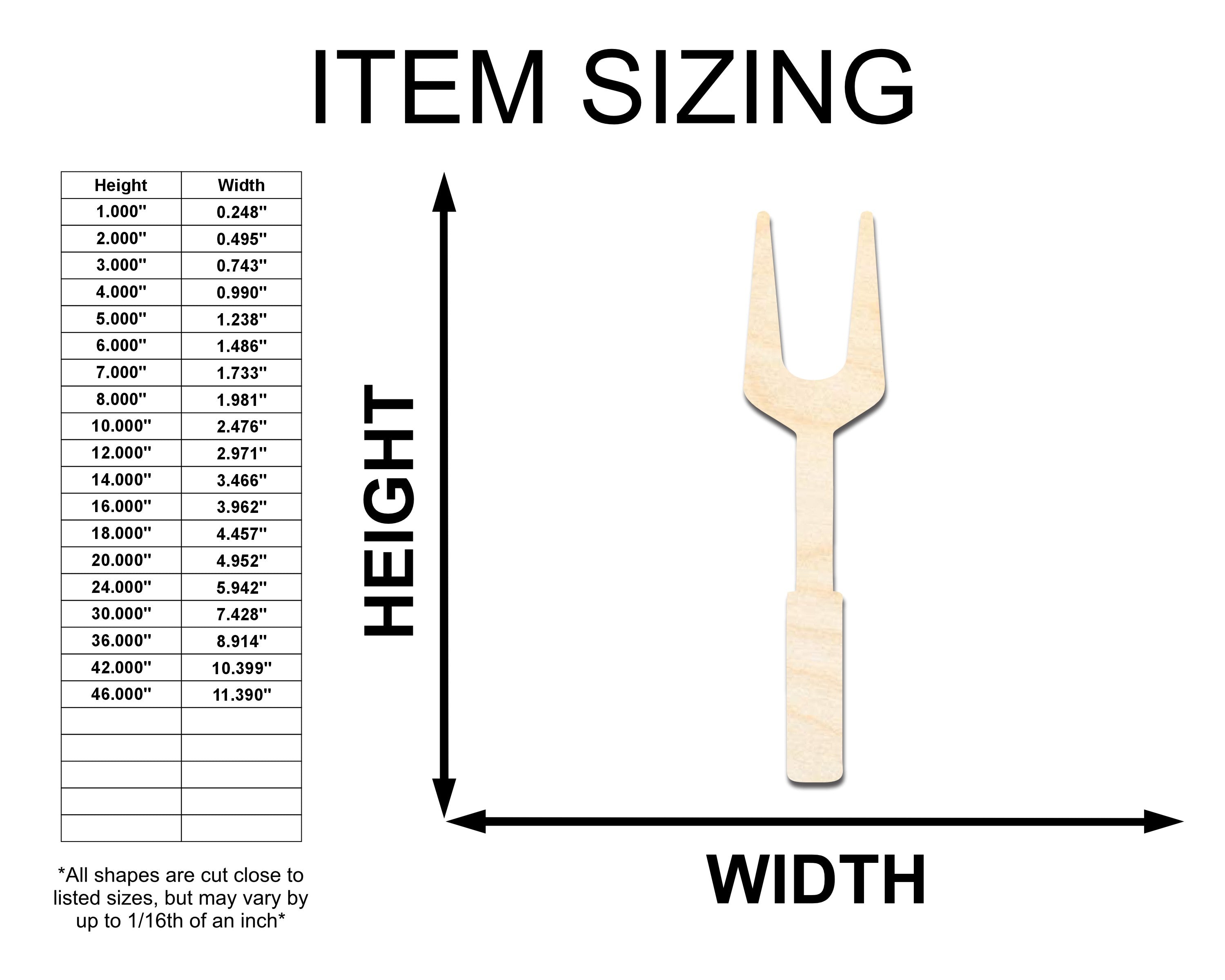 DIY Unfinished Wood BBQ Fork Shape Craft Cutouts up to 46 Inches