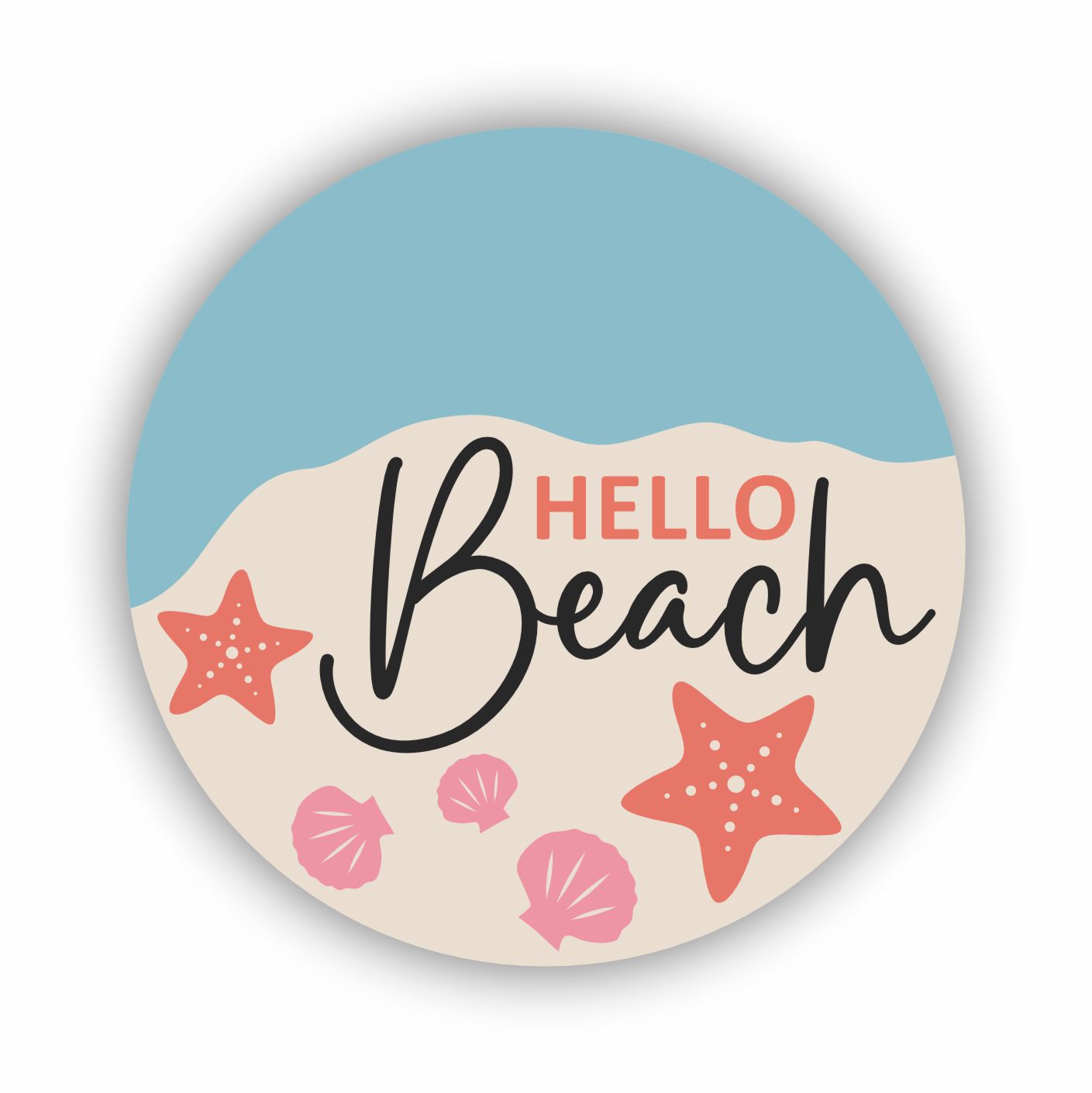 1/4 Thick Unfinished Wood 'Hello Beach' Door Sign Craft Kit