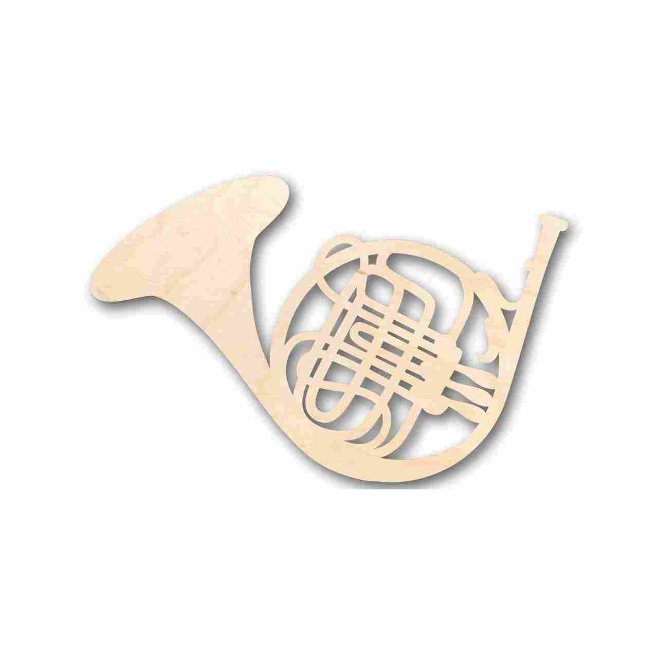 Unfinished Wood French Horn Shape - Music - Craft - up to 46 DIY
