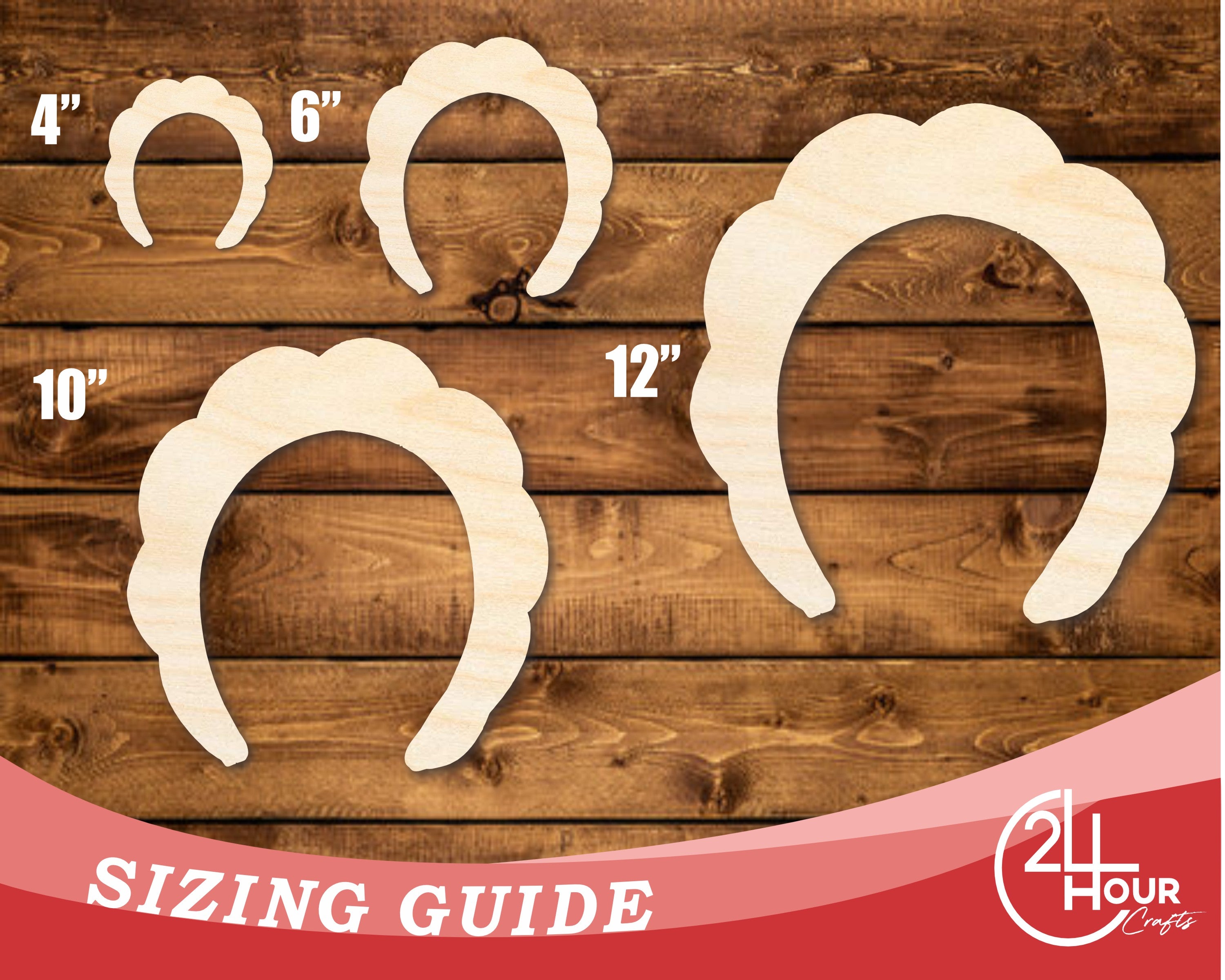 Unfinished DIY Craft Cutout in the Shape of a Wood Makeup Headband | Up to 46 DIY Options Available