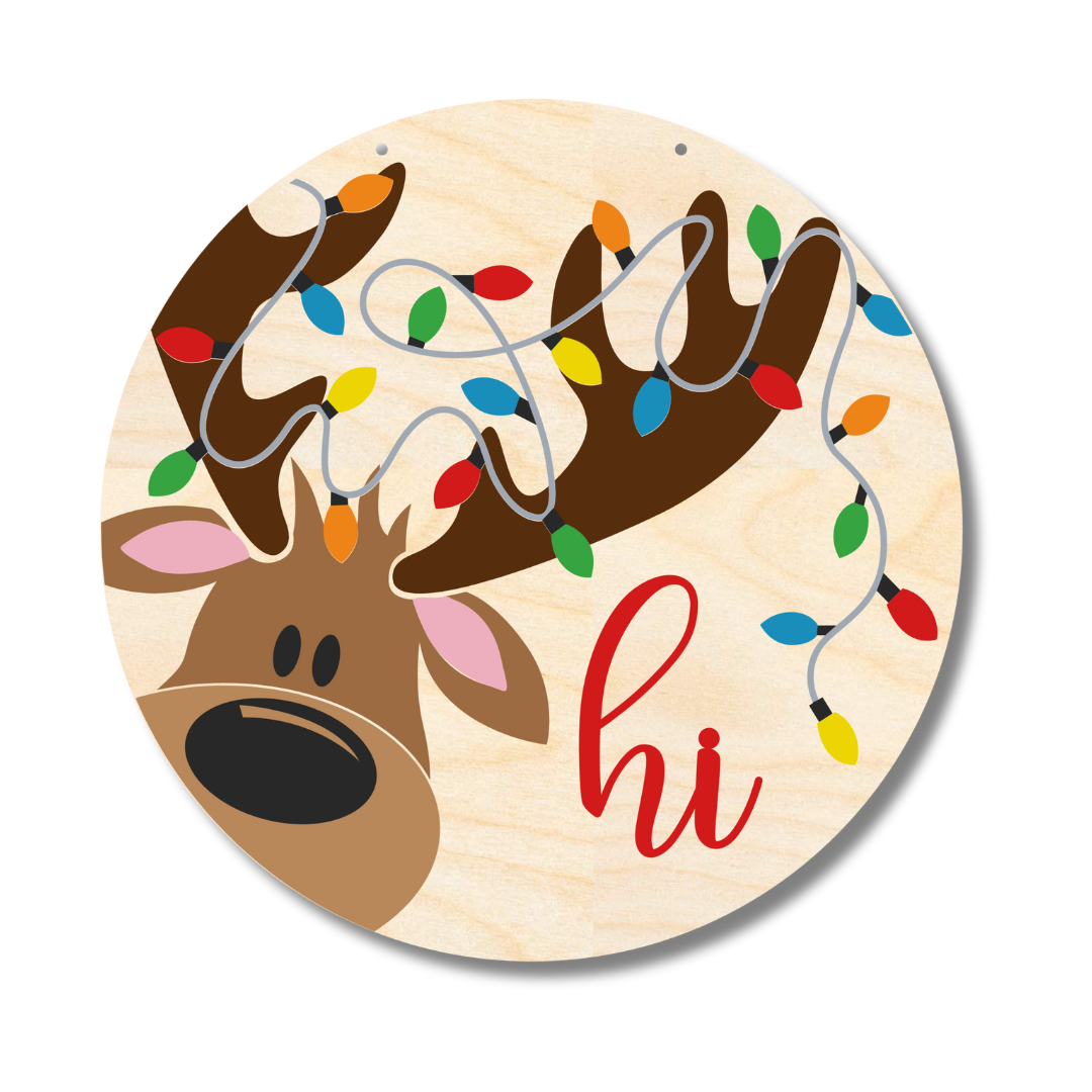 Unfinished Wooden Christmas Reindeer Door Sign DIY Craft Kit - 1/4 Inch Thick Wood Craft Cutouts