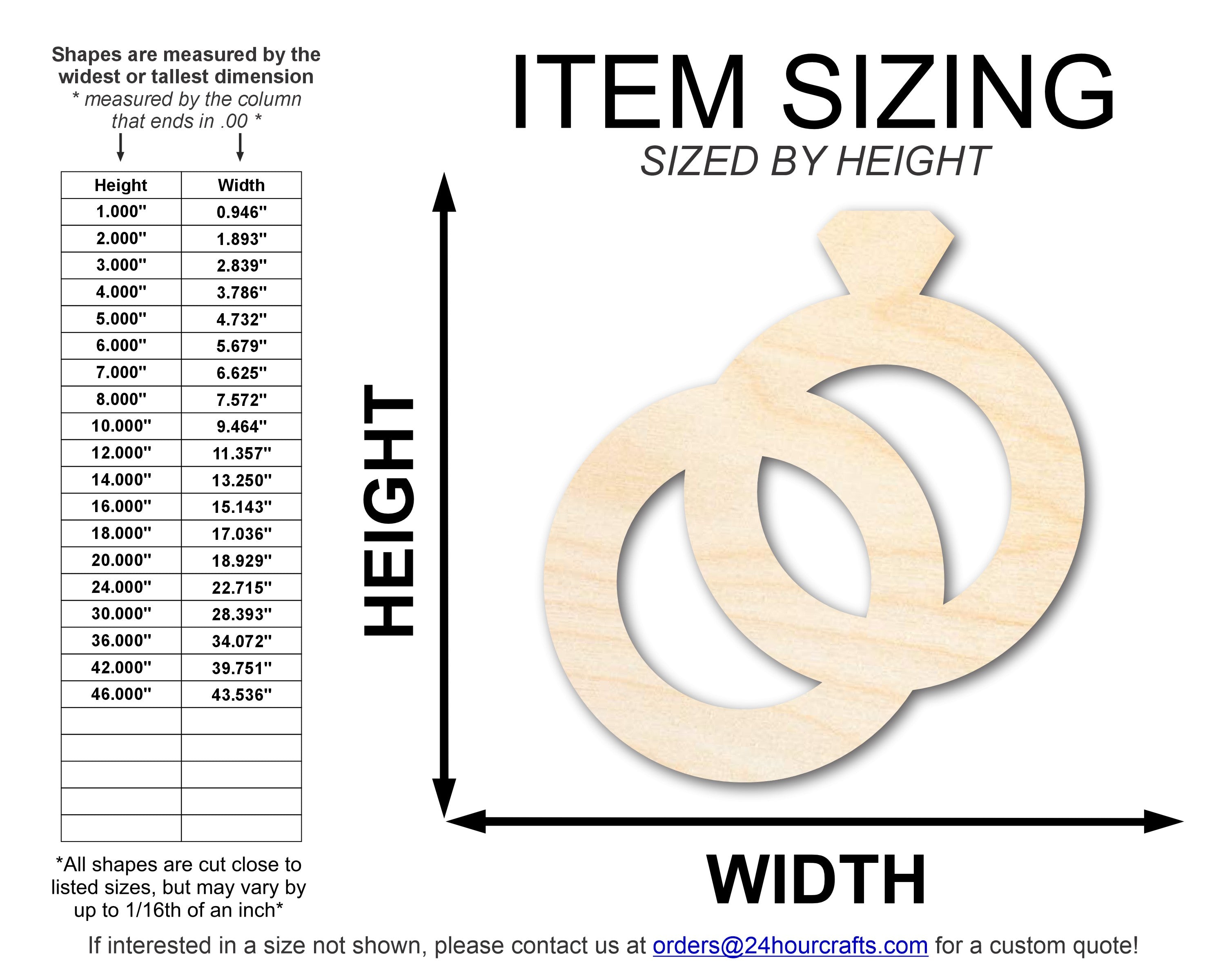 DIY Unfinished Baltic Birch Wood Wedding Rings Cutouts, Up to 46 Inches