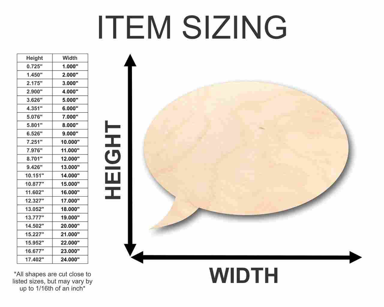 Unfinished Baltic Birch Wood Speech Bubble Shapes for DIY Crafts - Sizes Up to 24 Inches