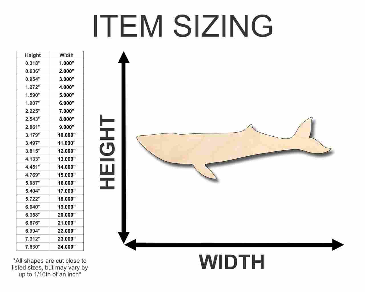 DIY Unfinished Wood Blue Whale Shape for Ocean Crafts up to 46