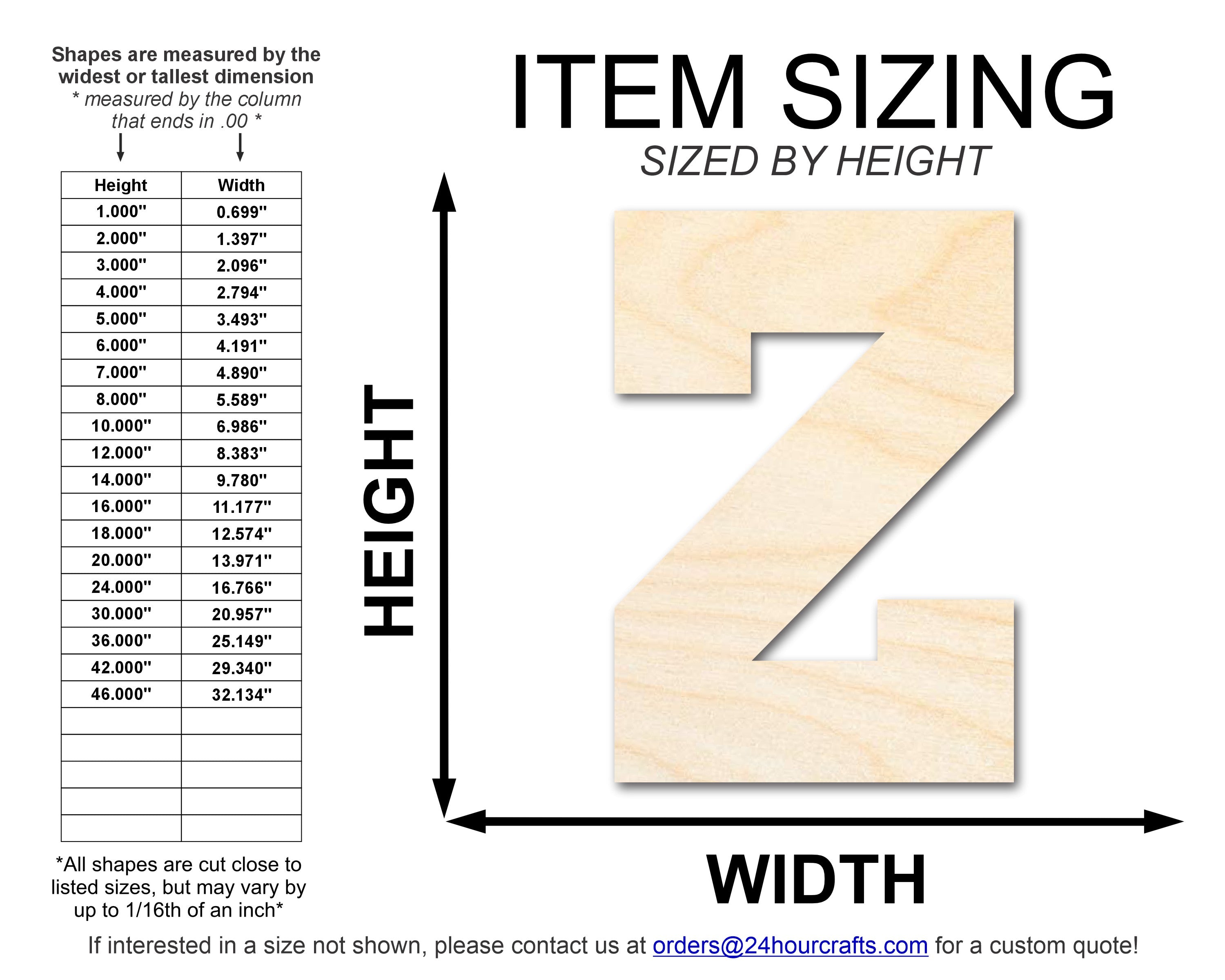 Unfinished Baltic Birch Varsity Team Z - Shape DIY Craft Cutouts up to 46"