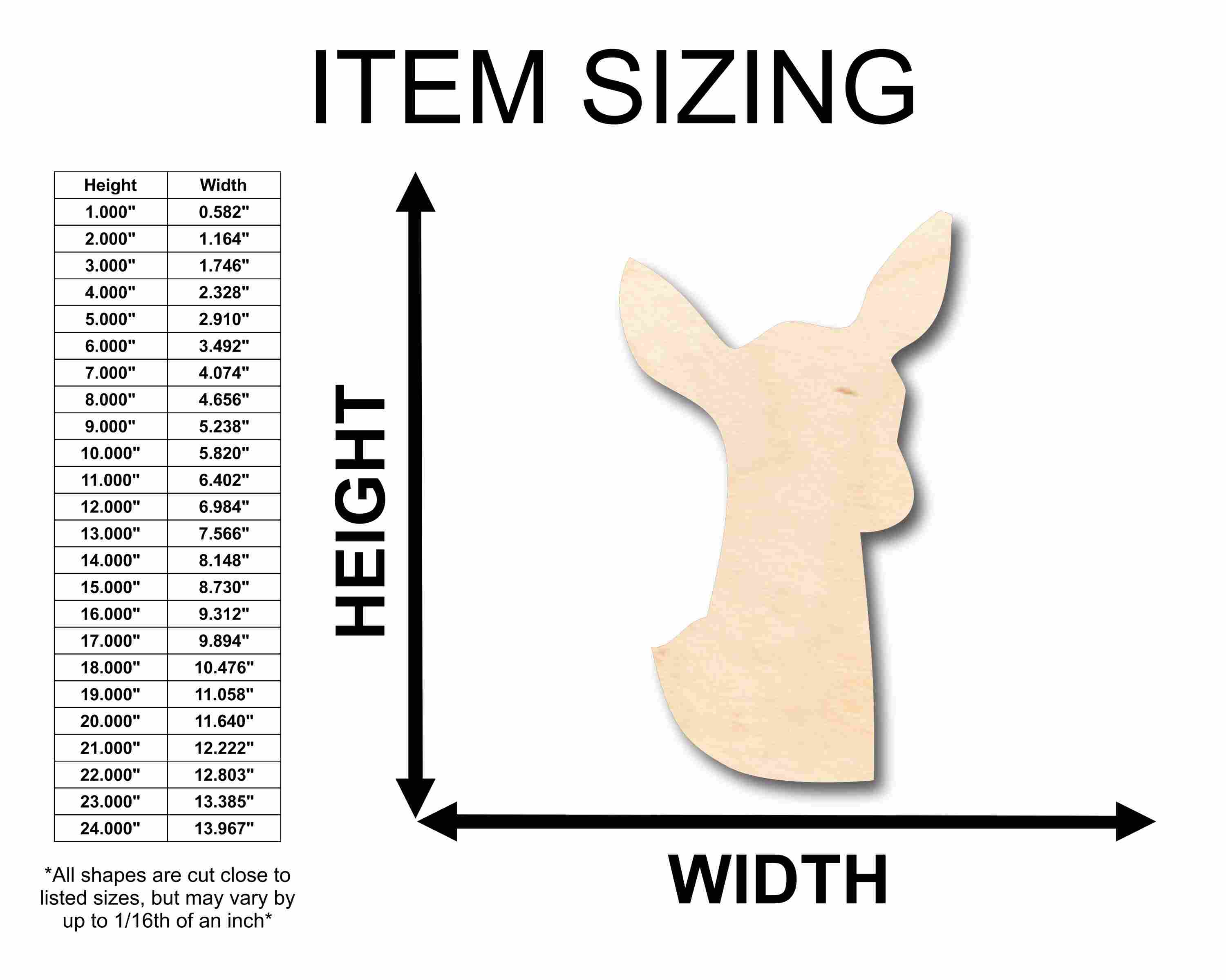 DIY Unfinished Wood Silhouette of Deer Doe Head - Up to 46 Crafts