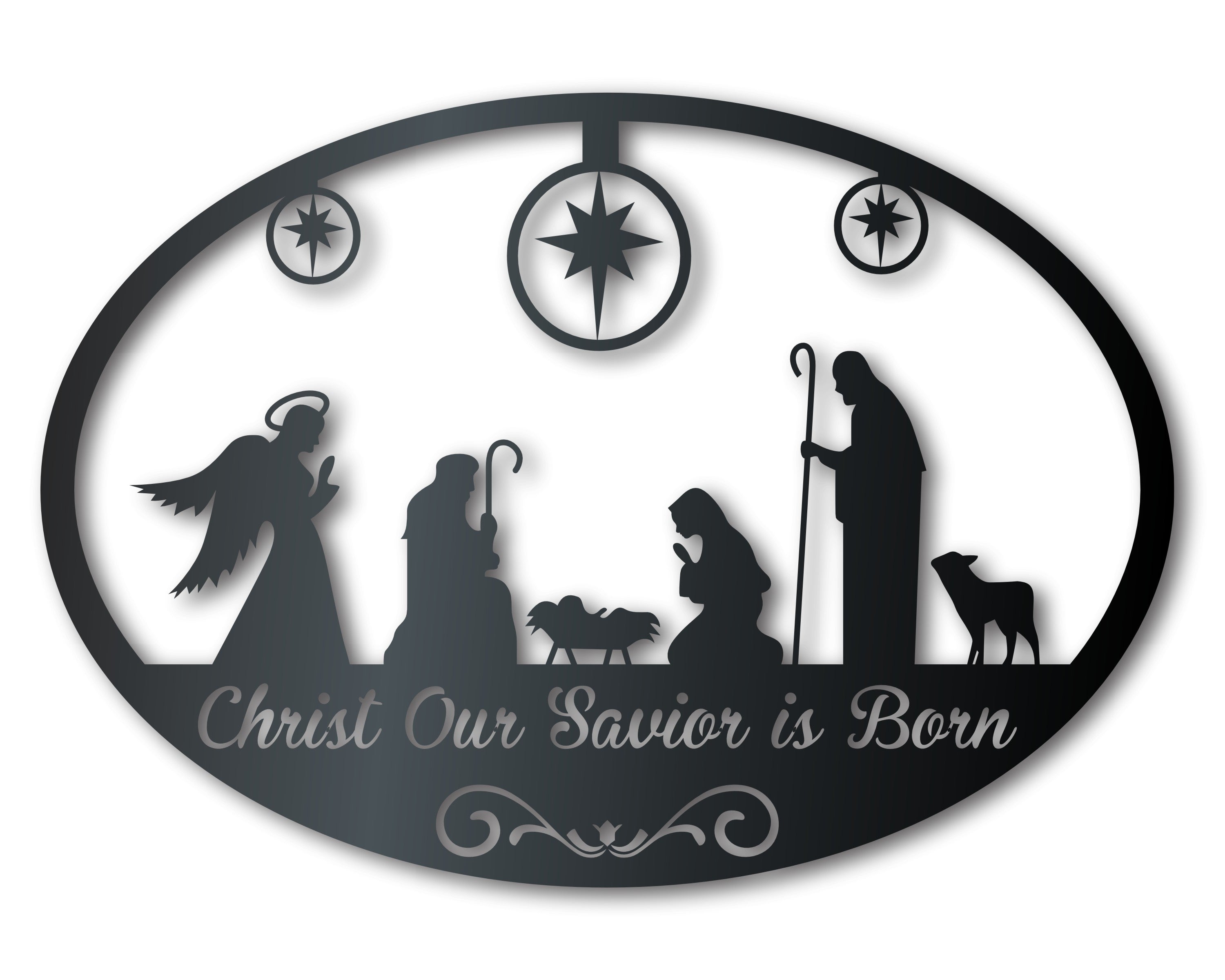 Customizable Metal Christmas Nativity Scene Wall Art | Up to 36 Inches | 20+ Color Options | Indoor/Outdoor
