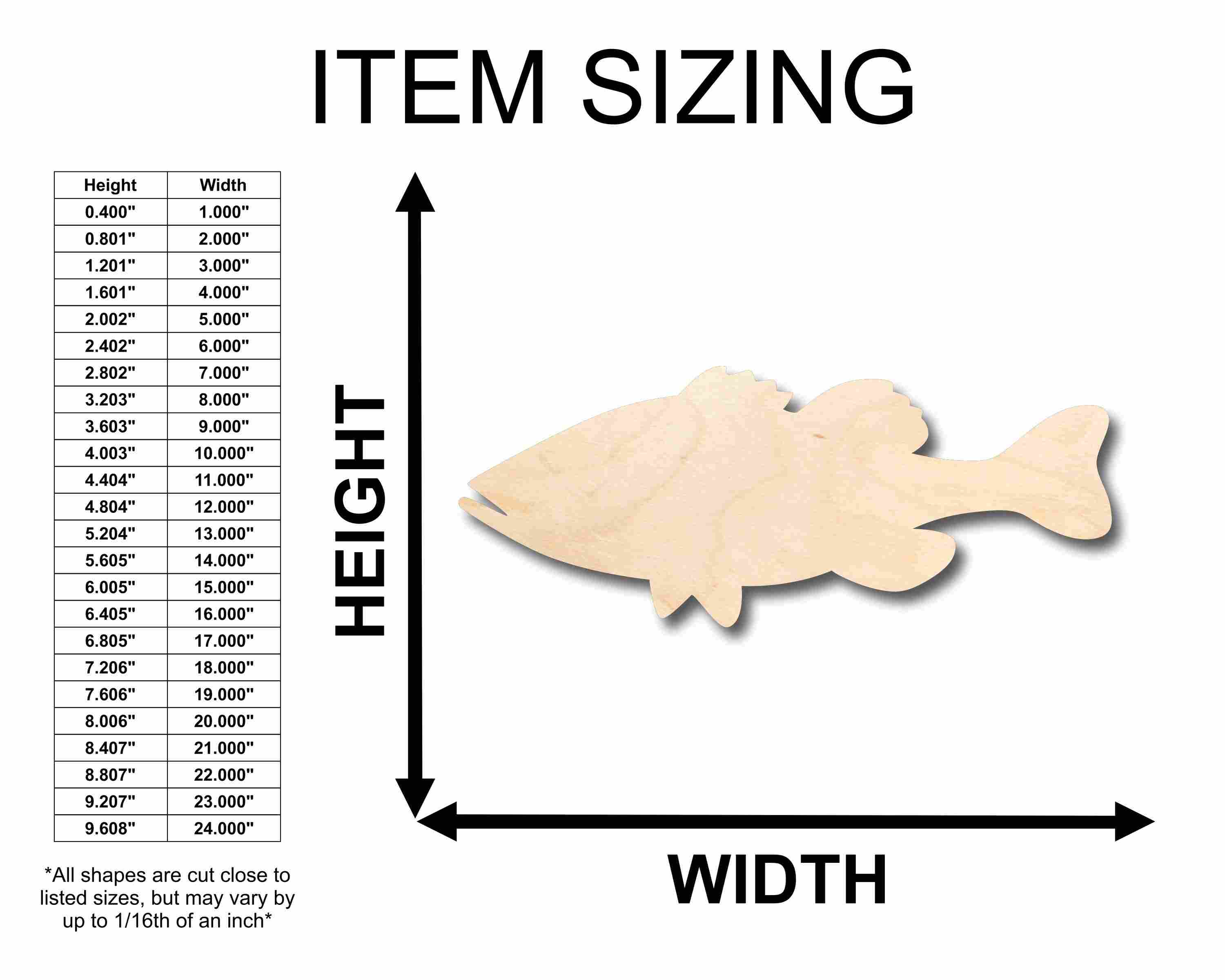 Unfinished Wood Bass Fish Silhouette for DIY Crafts - Ideal for Up to 46 Do - It - Yourself Projects