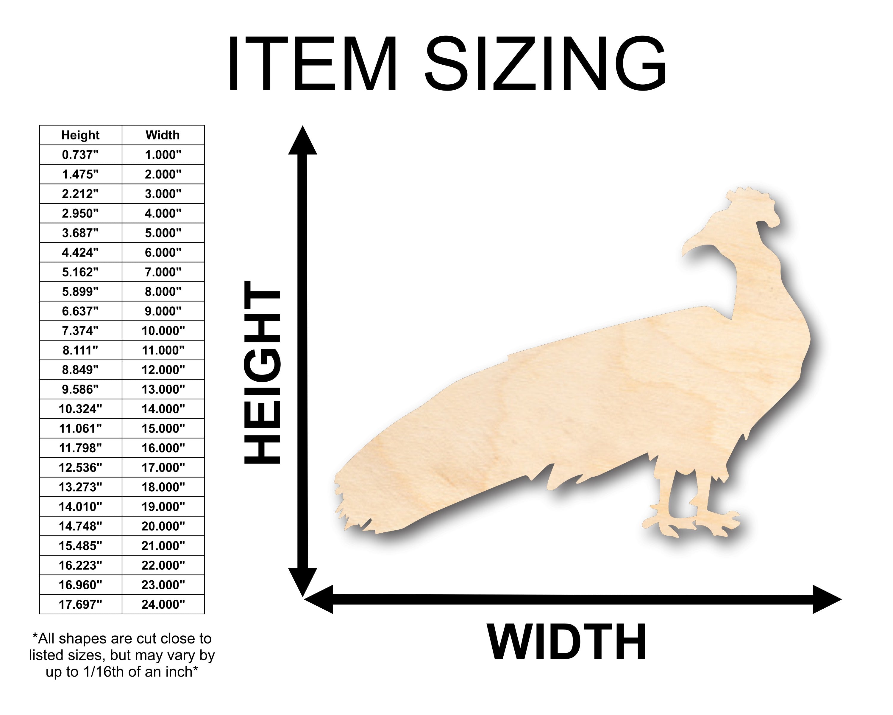 DIY Unfinished Wood Peacock Jungle Wildlife Shape - Up to 46 Inches