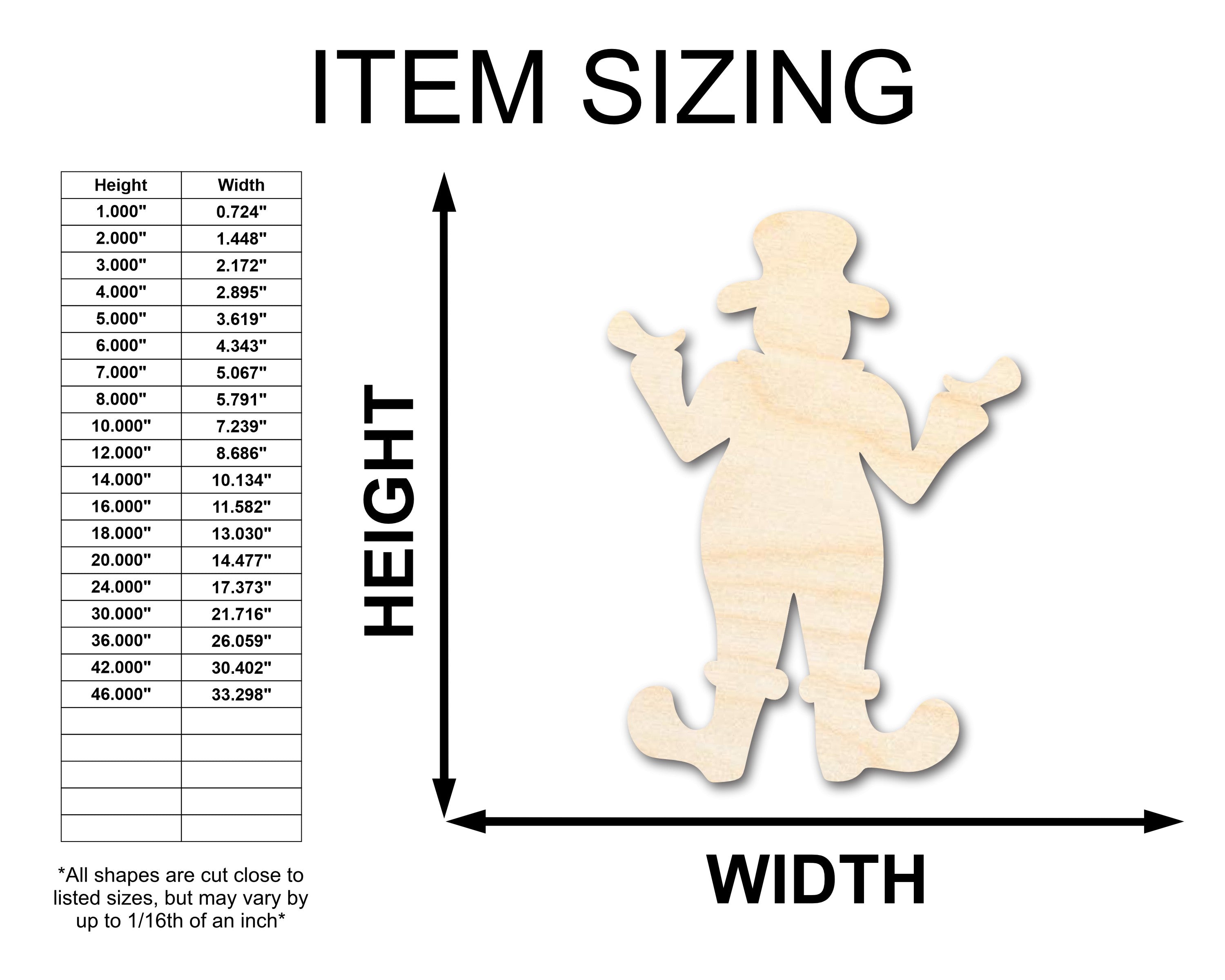 DIY Unfinished Wood Clown Shape Craft Cutout up to 46 for Various Projects