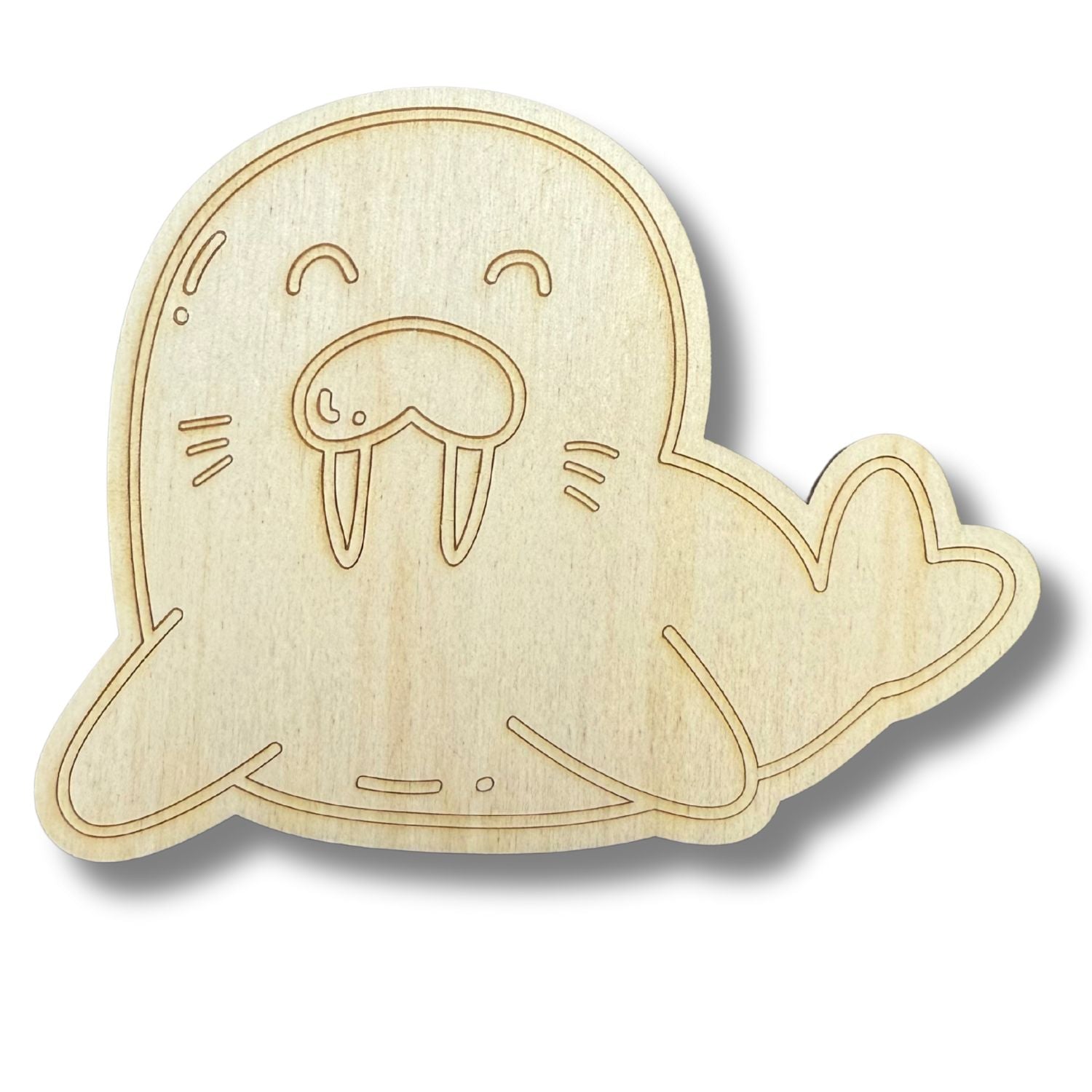 DIY Unfinished Wood Etched Walrus Shape for Line Painting Crafts, Up to 30 Options