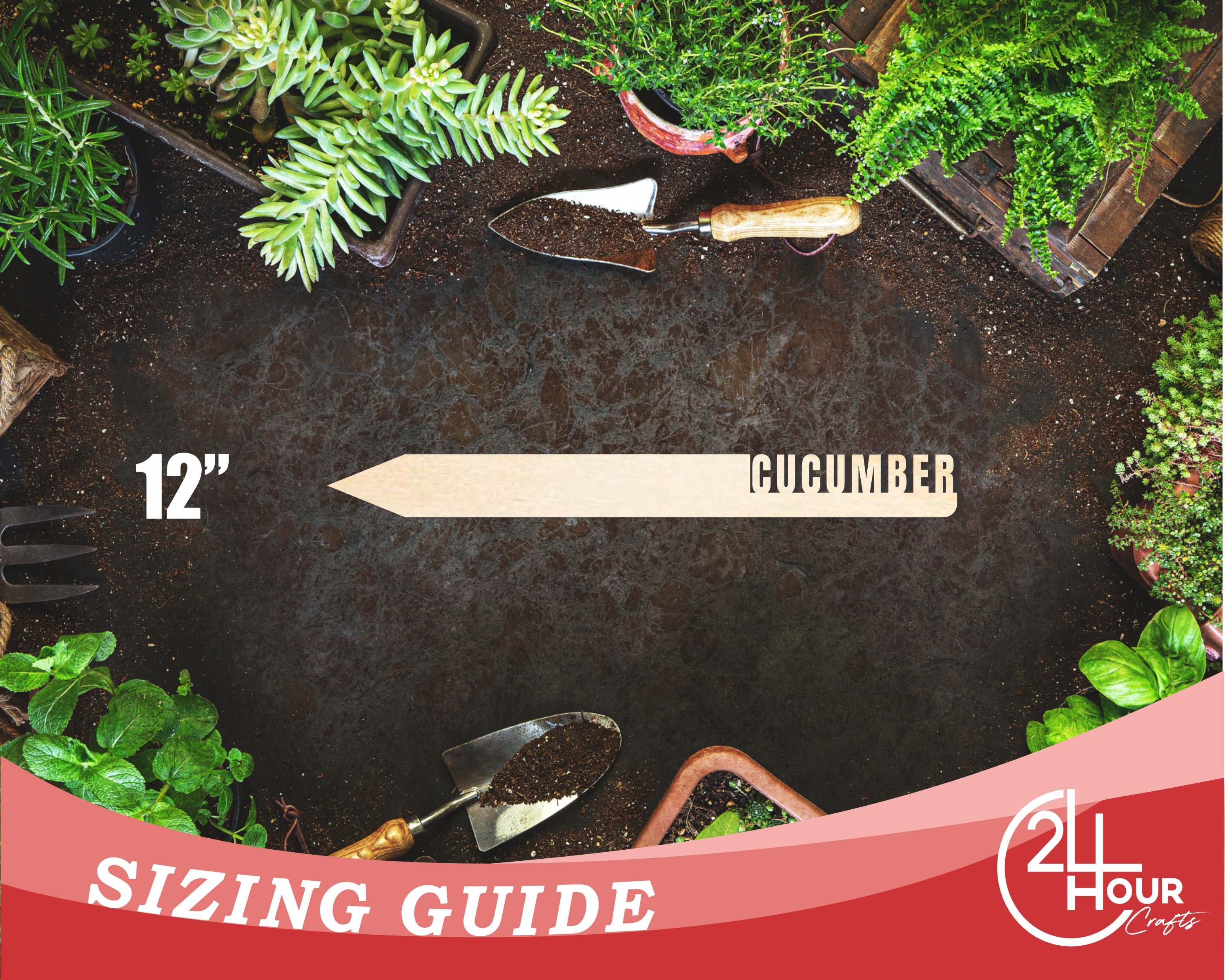 Unfinished DIY Craft Cutout Baltic Birch Wood Cucumber Garden Stake, Up to 24 Inches for Multiple DIY Projects