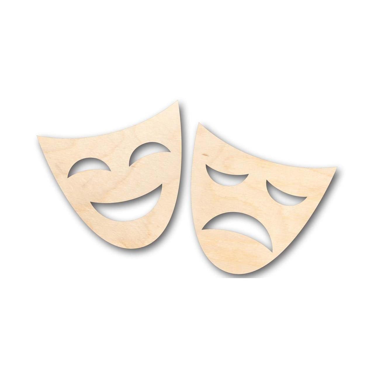 Unfinished Baltic Birch Wood Comedy Tragedy Shape for Theatre Crafts - Ideal for Up to 46 DIY Projects