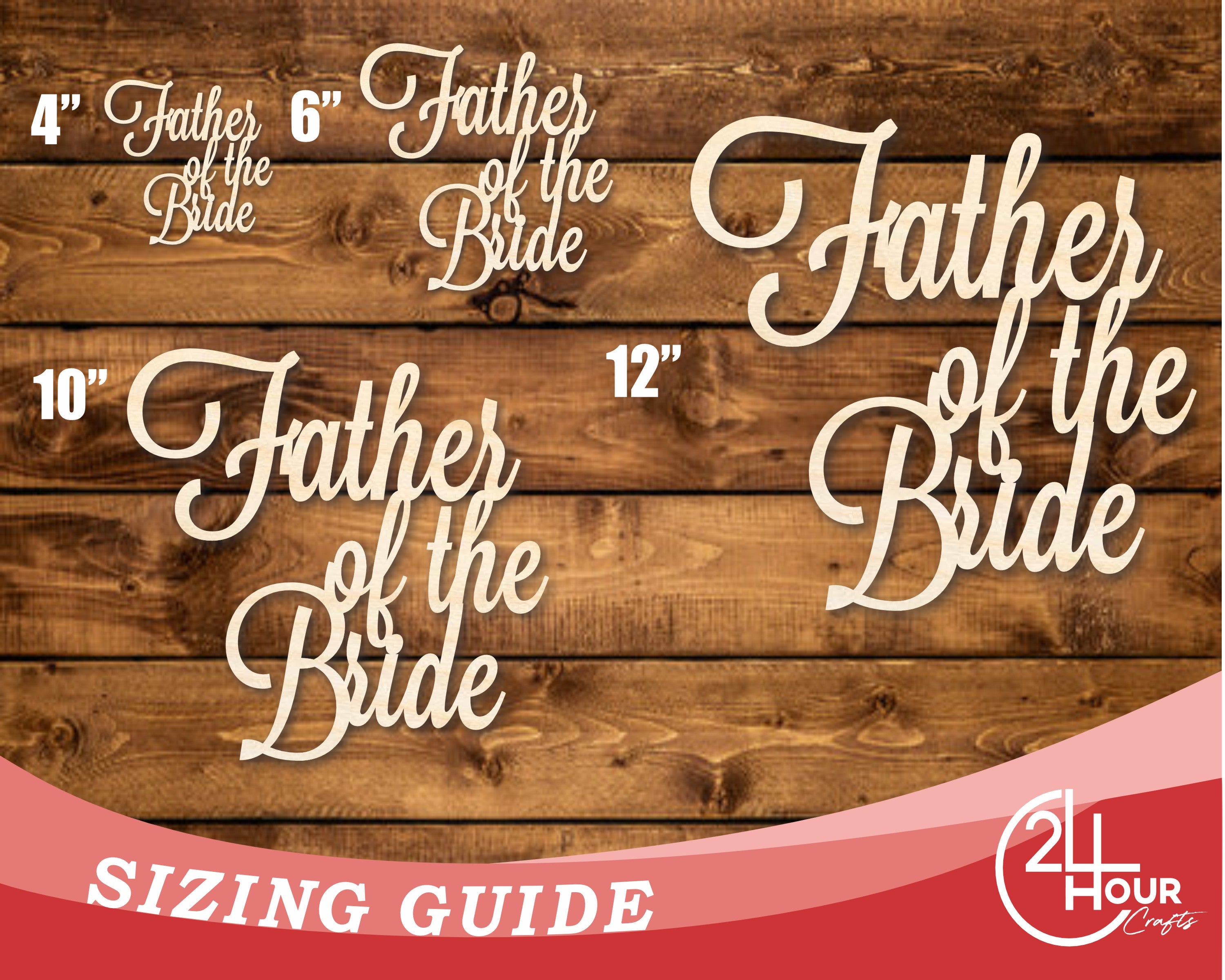 Unfinished DIY Craft Cutout in the Shape of Father of the Bride, Up to 46 Inches for Do - It - Yourself Projects