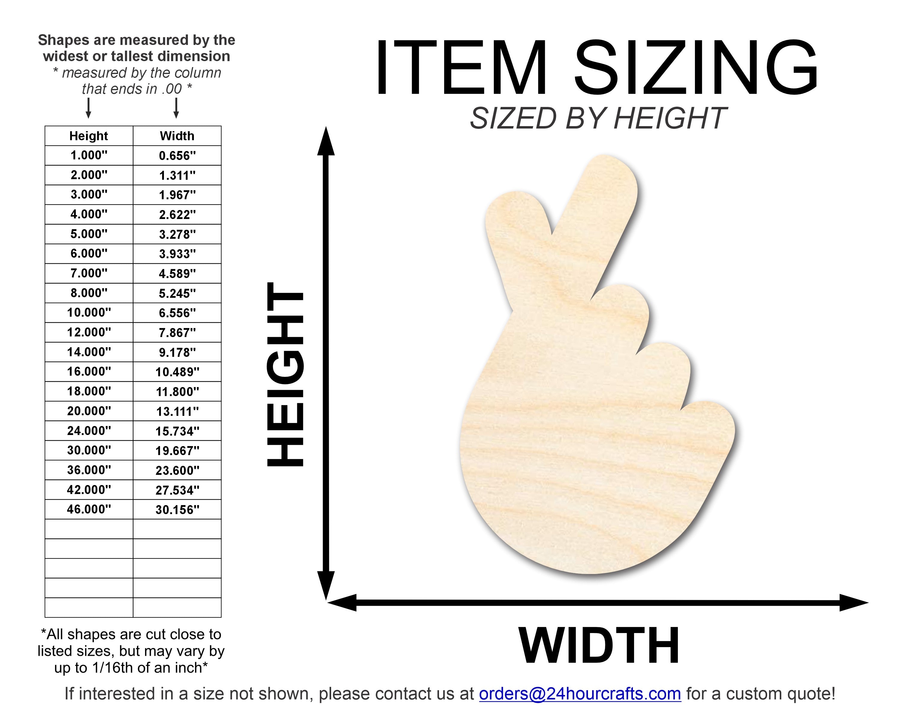DIY Unfinished Wood Finger Heart Shape Cutouts - Up to 46 Sizes Available