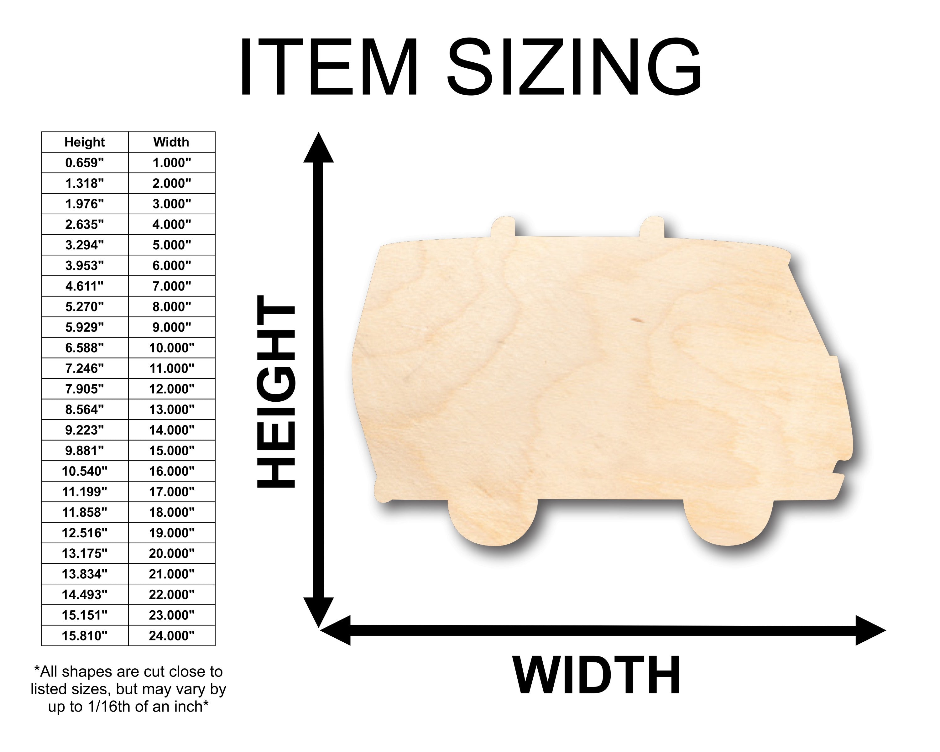 Unfinished Wood Hippie Van Bus Shape Crafting Kit - Ideal for up to 46 DIY Projects