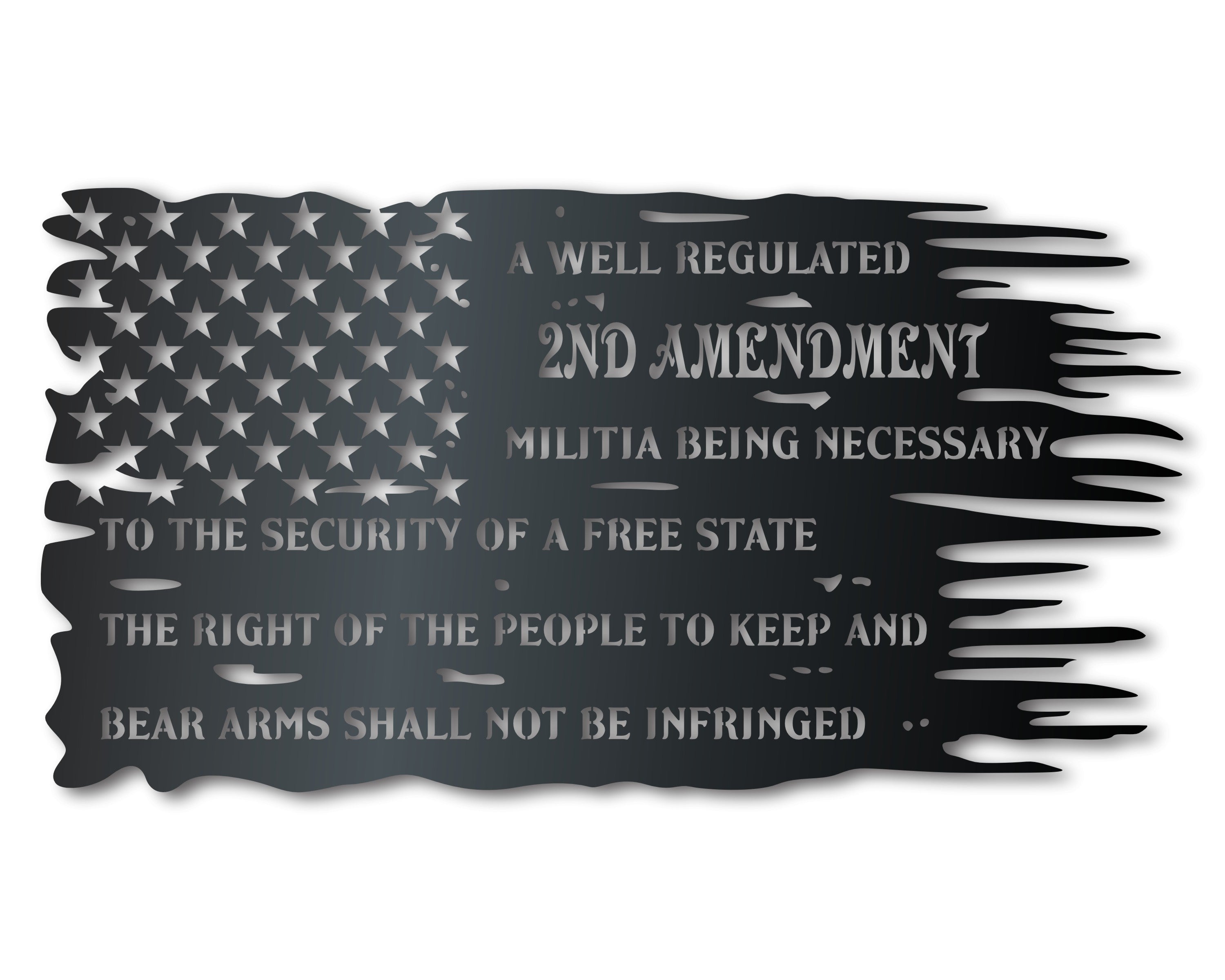 14 - Color Patriotic American Flag Metal Wall Art with Amendment Design