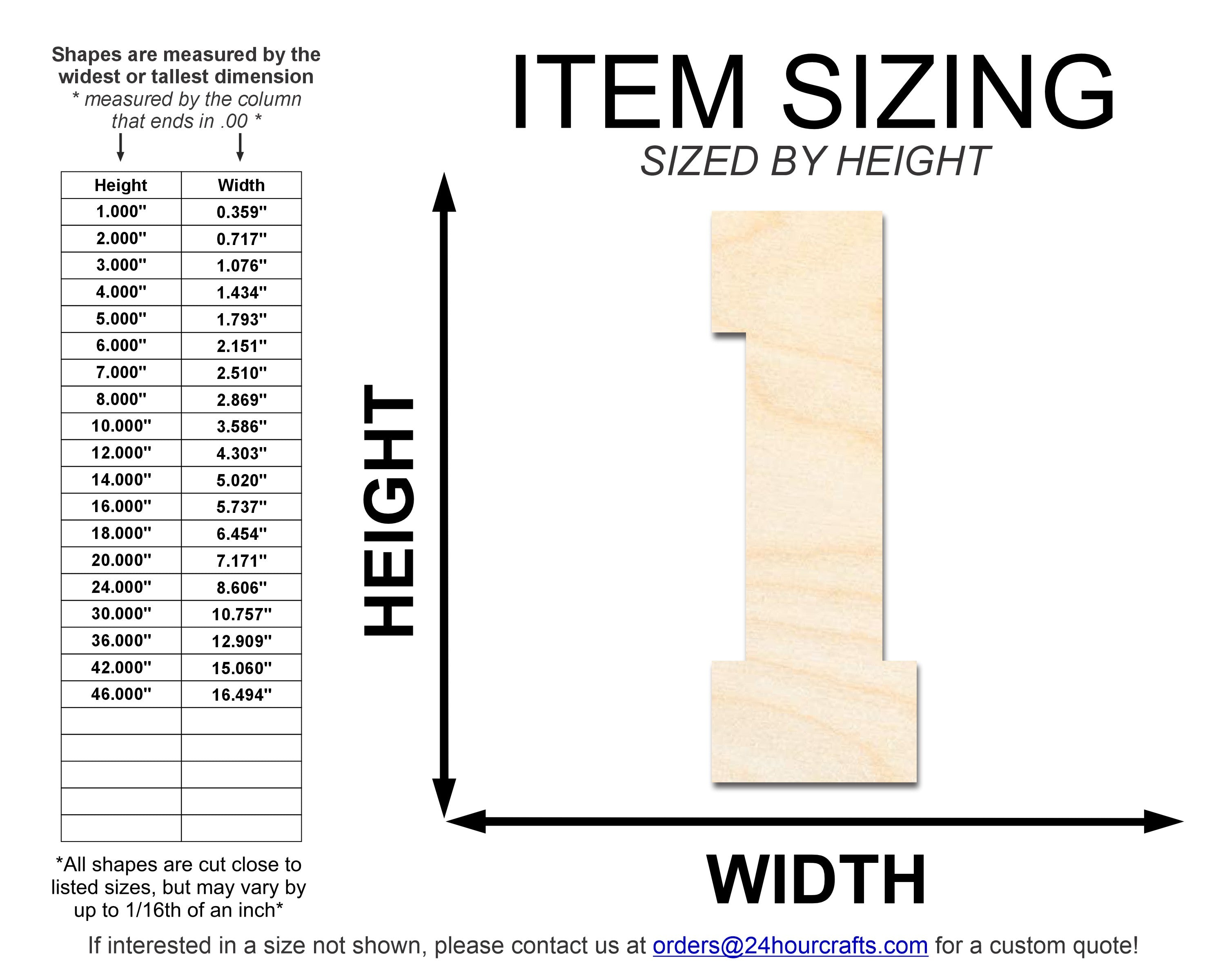 DIY Unfinished Wood Number One Shape Craft Cutout up to 46 Inches
