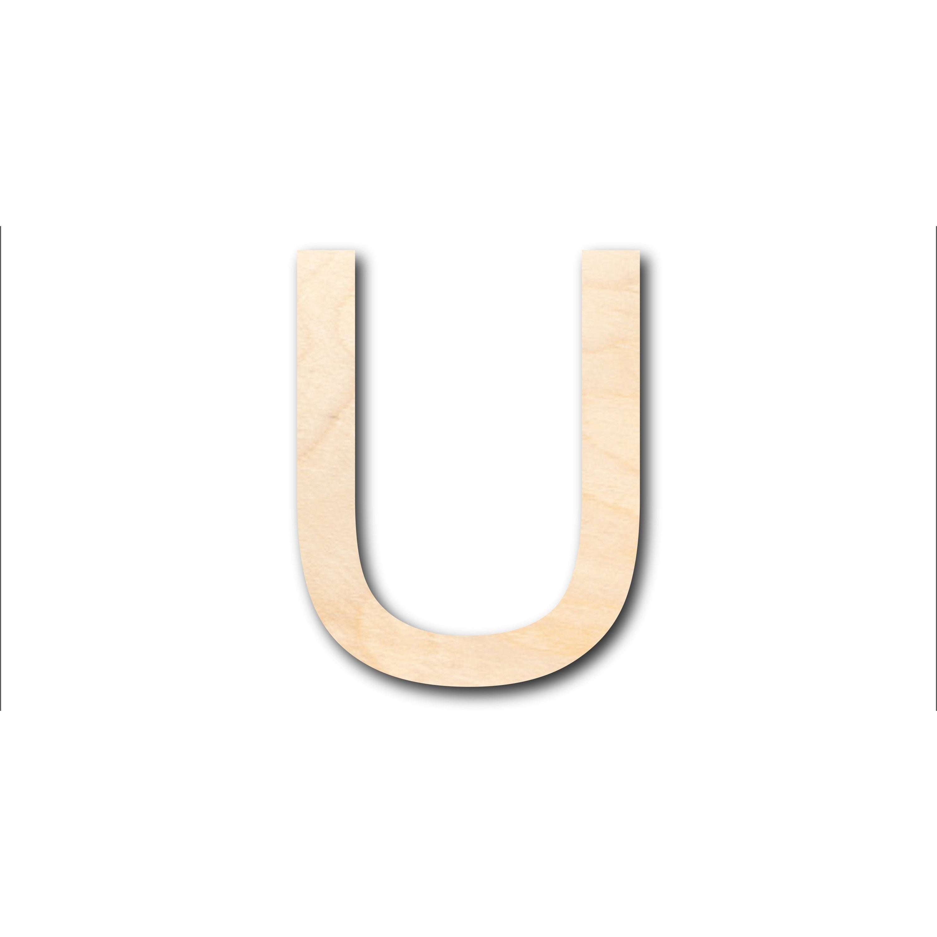 Unfinished Wood Craft - Arial Letter U Shape for Up to 46 DIY Projects