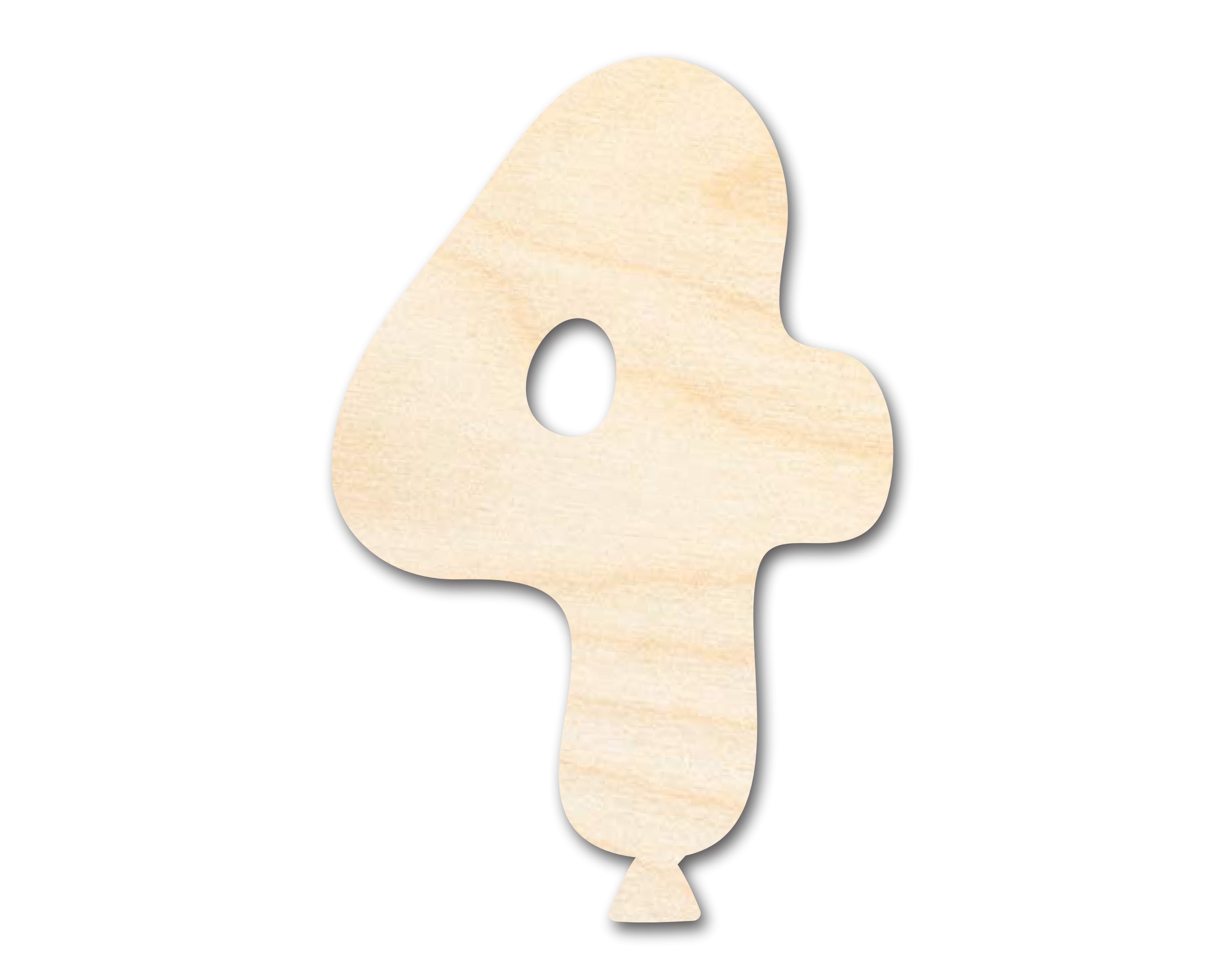 DIY Unfinished Baltic Birch Wood Balloon Number 4 Shape, Up to 46 Inches