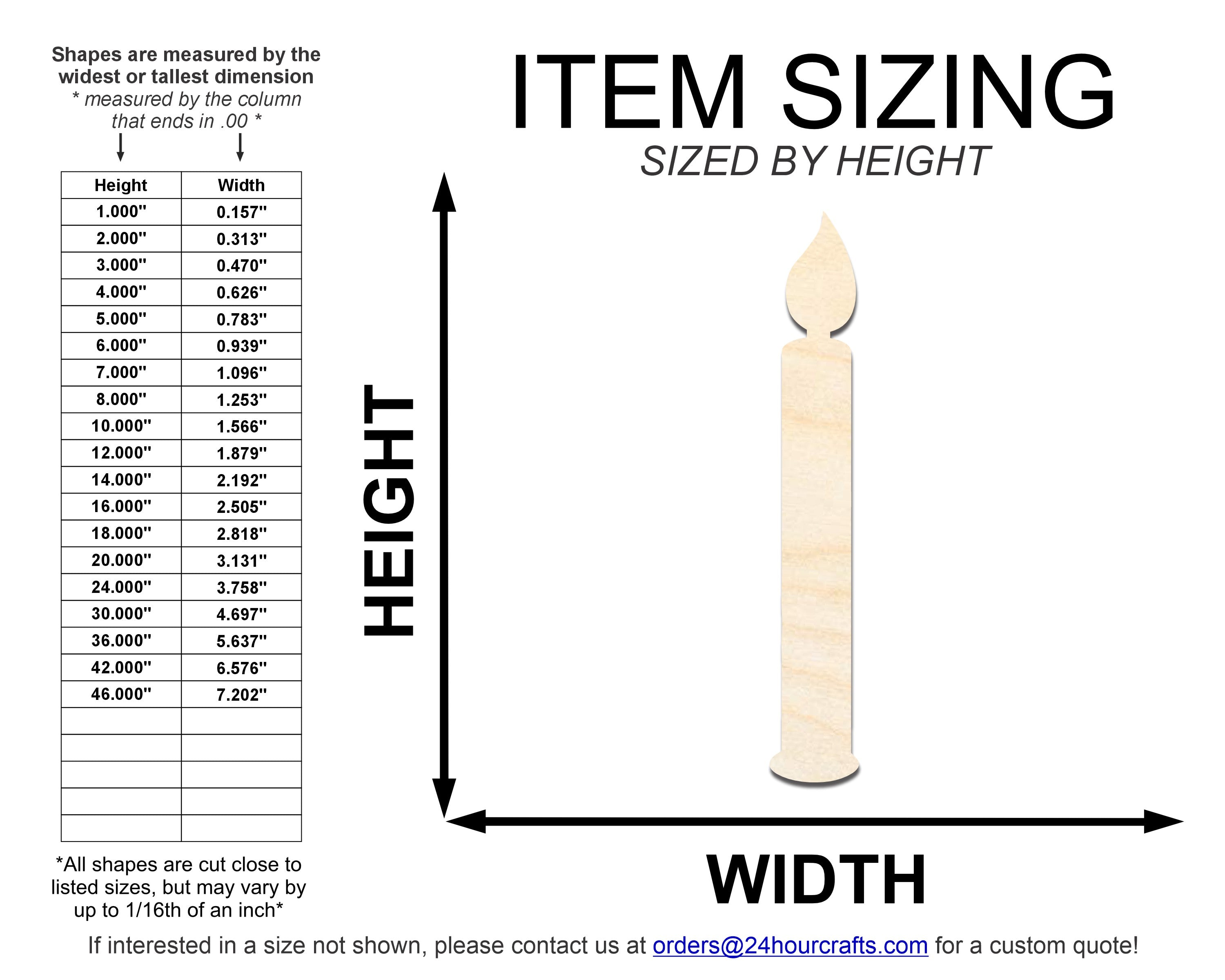 Unfinished Wood Cutouts in Birthday Candle Shape for DIY Crafts, Up to 46 Inches for Multiple DIY Projects
