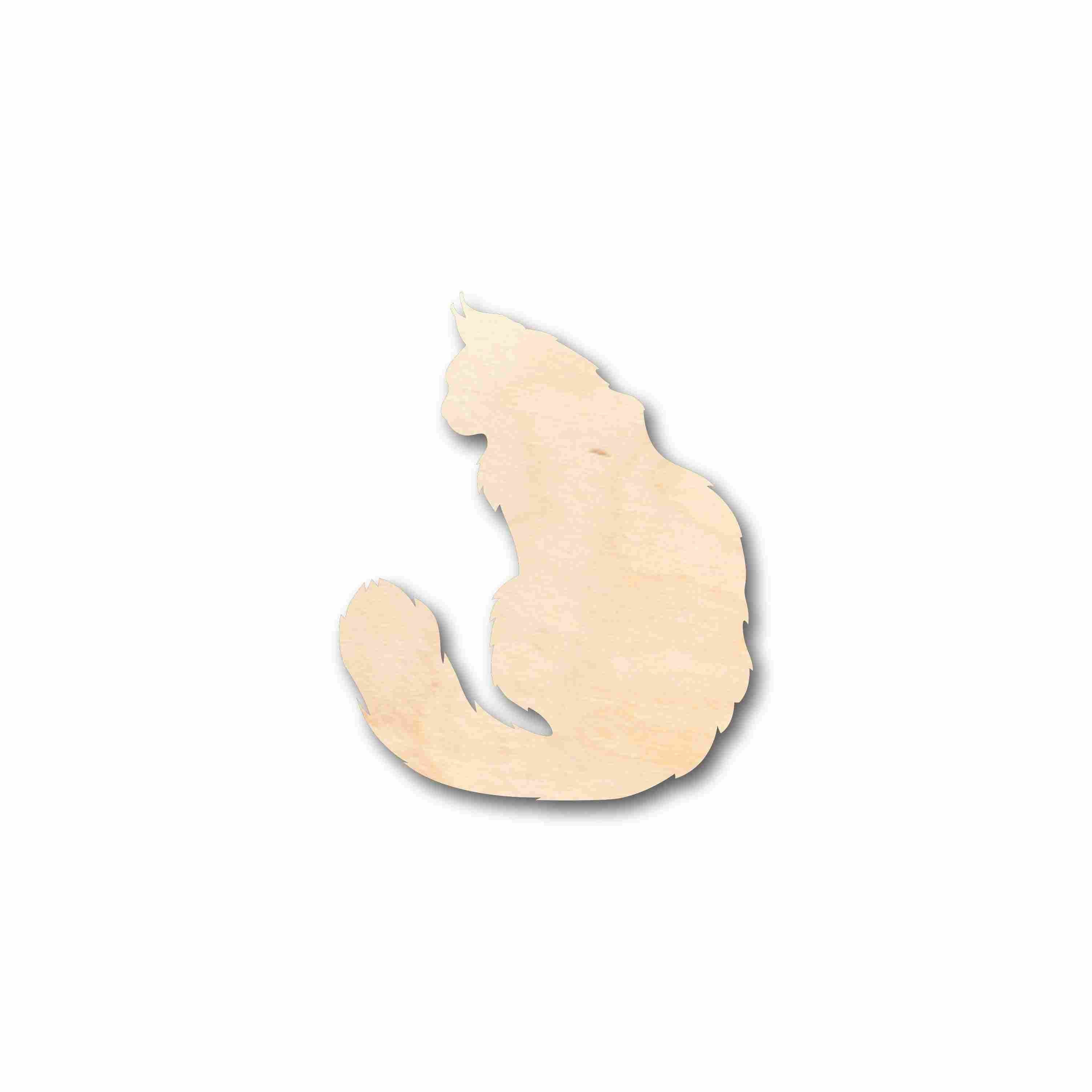 DIY Unfinished Wood Main Coon Cat Silhouette - Up to 46 Inches for Crafts