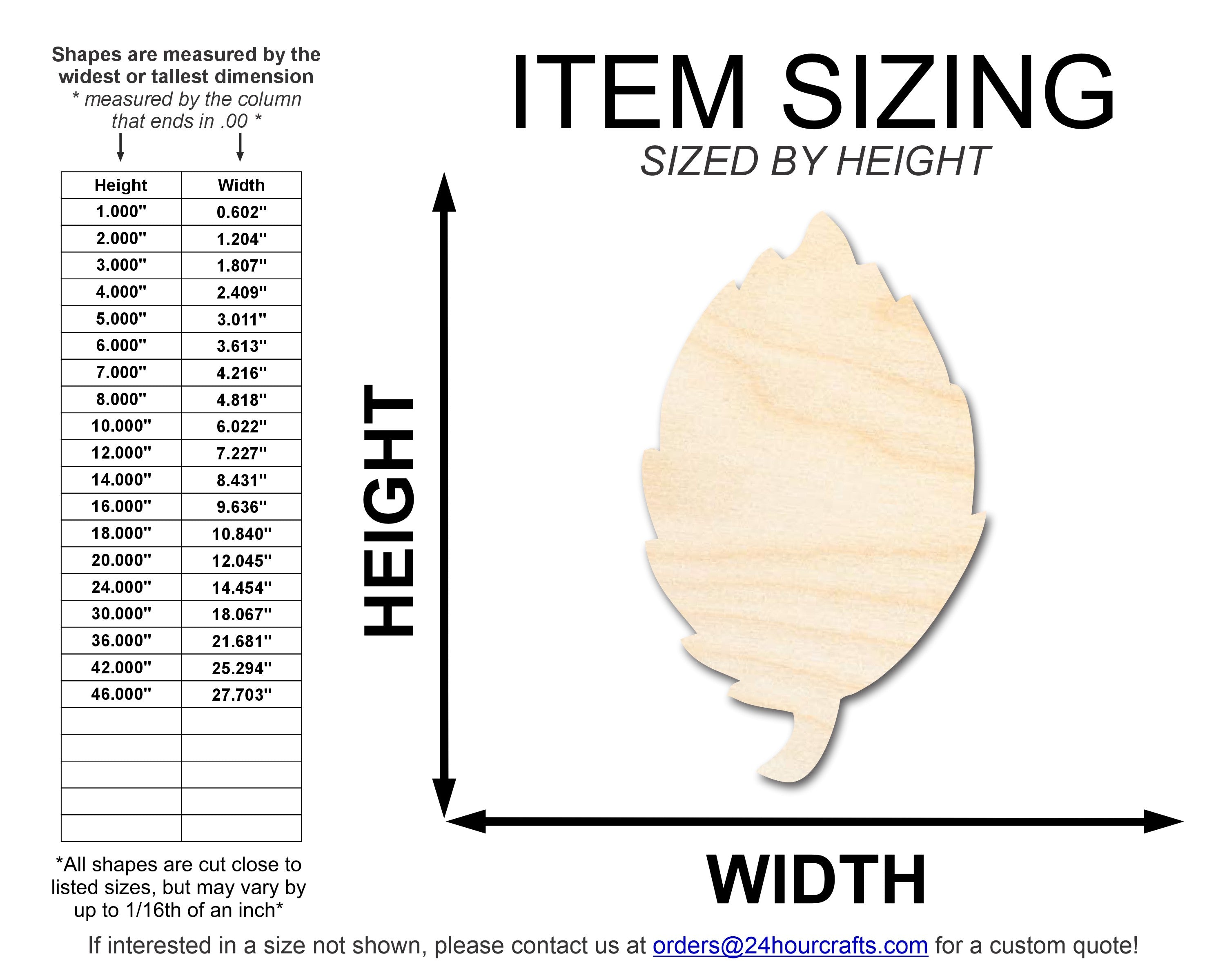 Unfinished Baltic Birch Fall Leaf Shape DIY Craft Cutouts up to 46 Inches