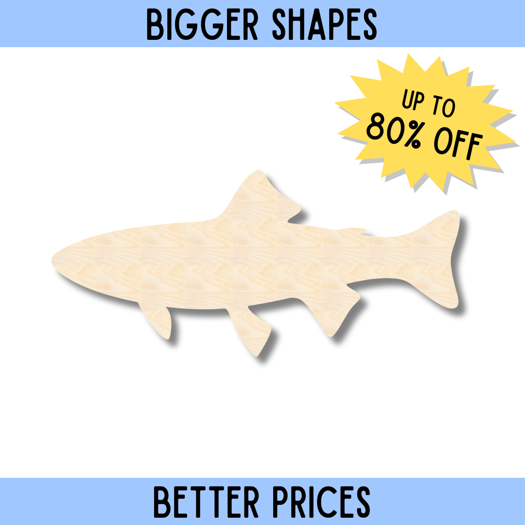 Bigger and Superior Unfinished Wood Trout Fish Shape for DIY Crafting Cutout